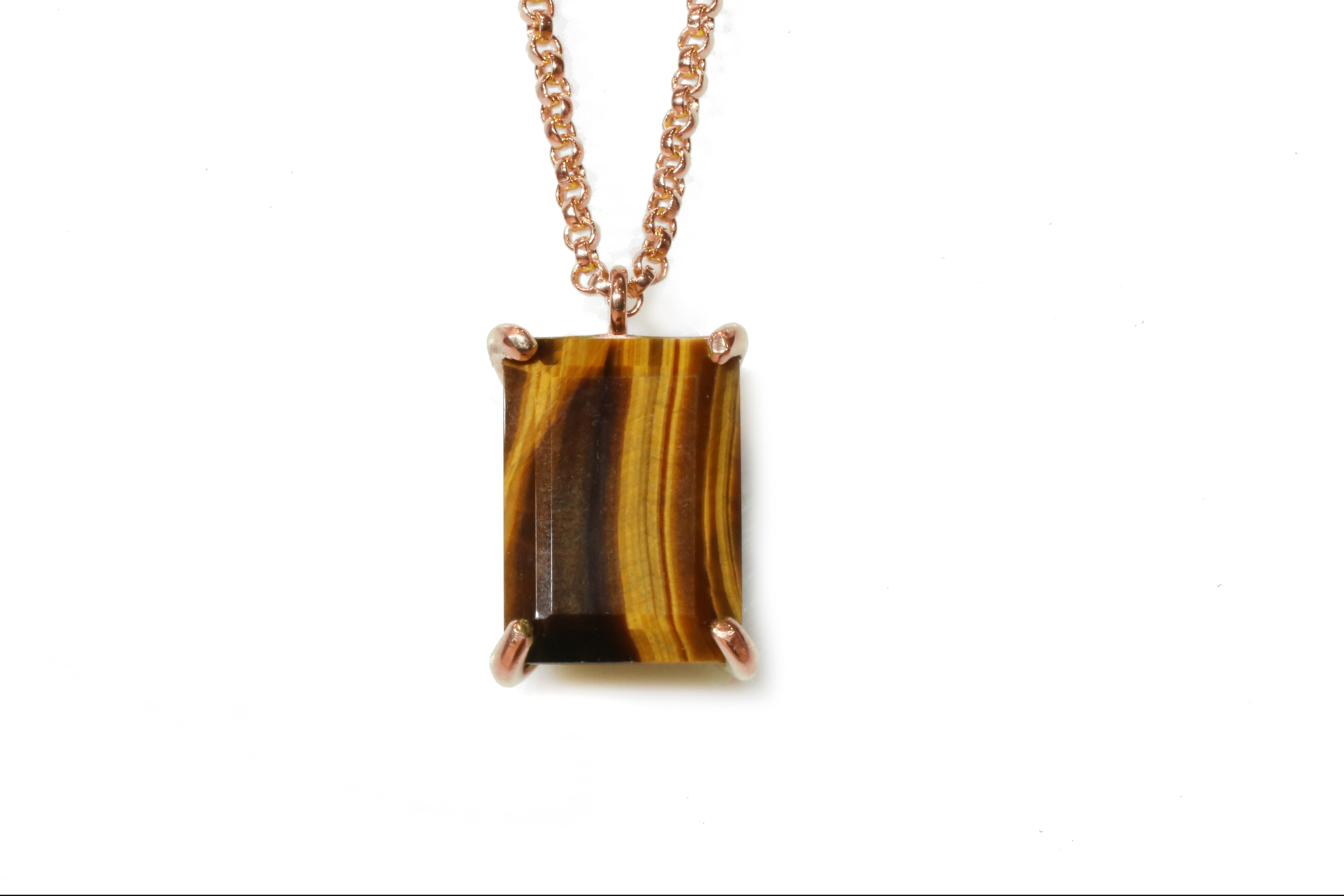 Handmade Rectangle Tiger Eye Necklace necklaces Anemone Jewelry