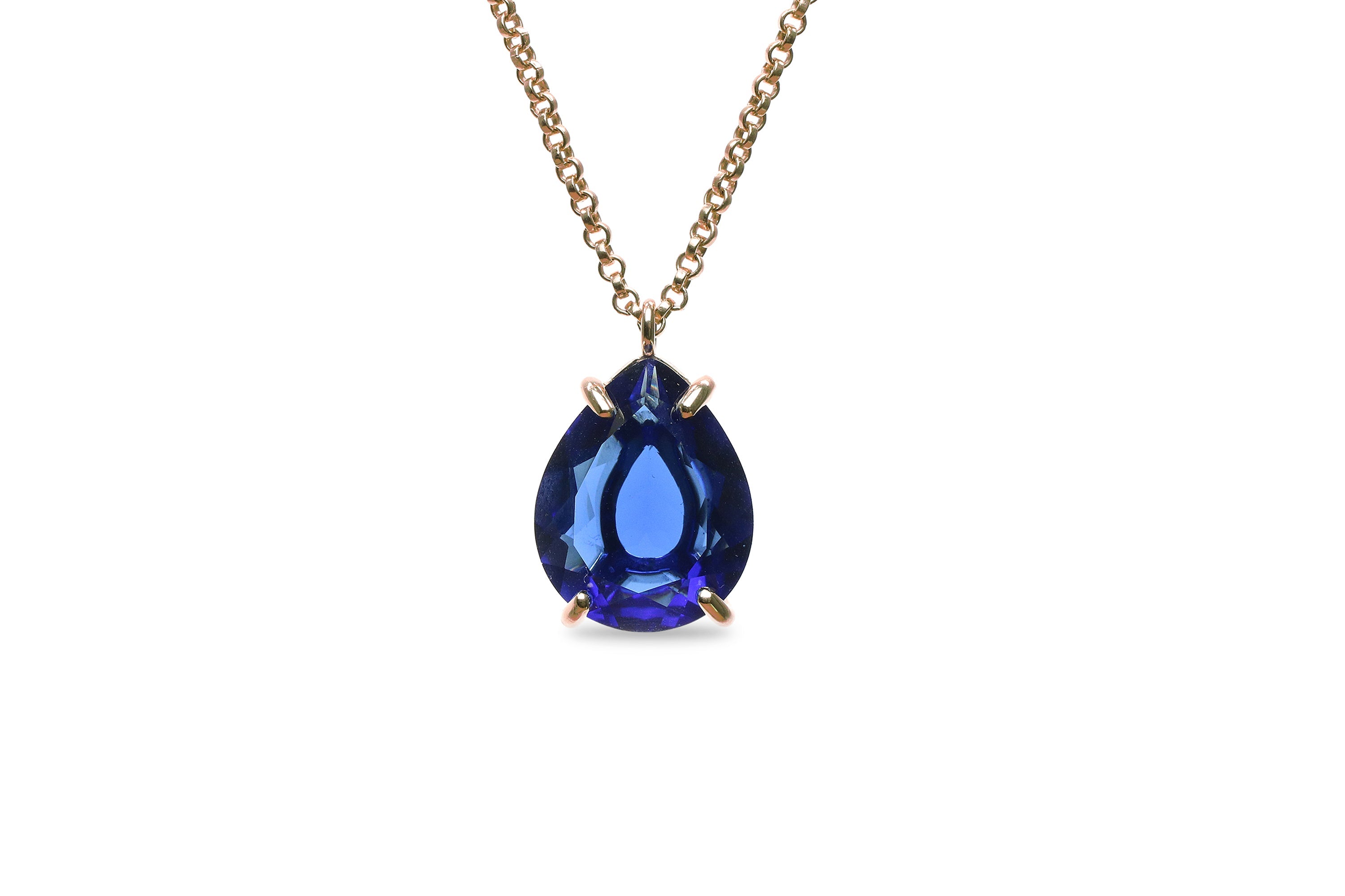 Pear Blue Sapphire Necklace in 14k Gold necklaces Anemone Jewelry