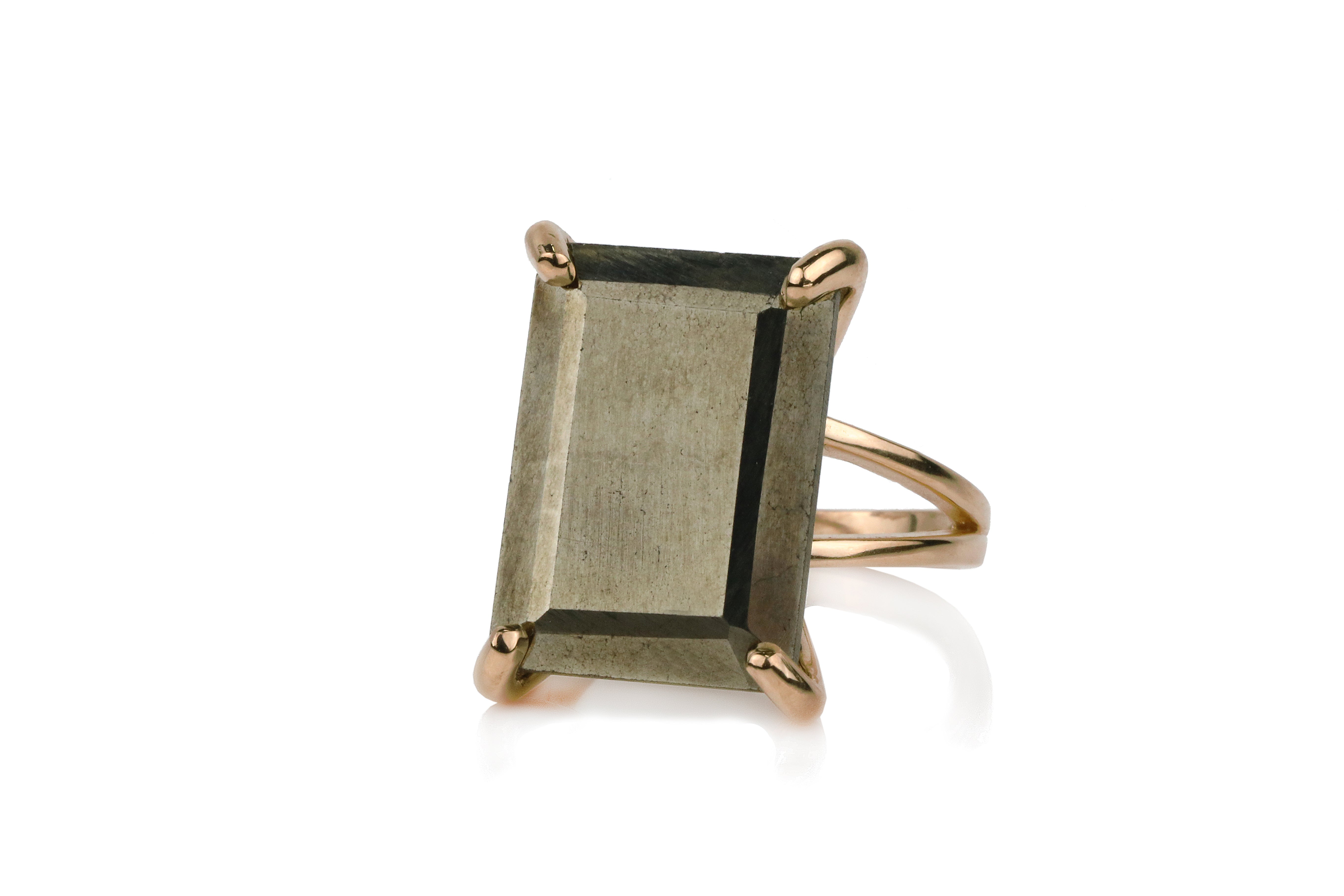 Natural Pyrite Gemstone Rectangle Ring Rings Anemone Jewelry