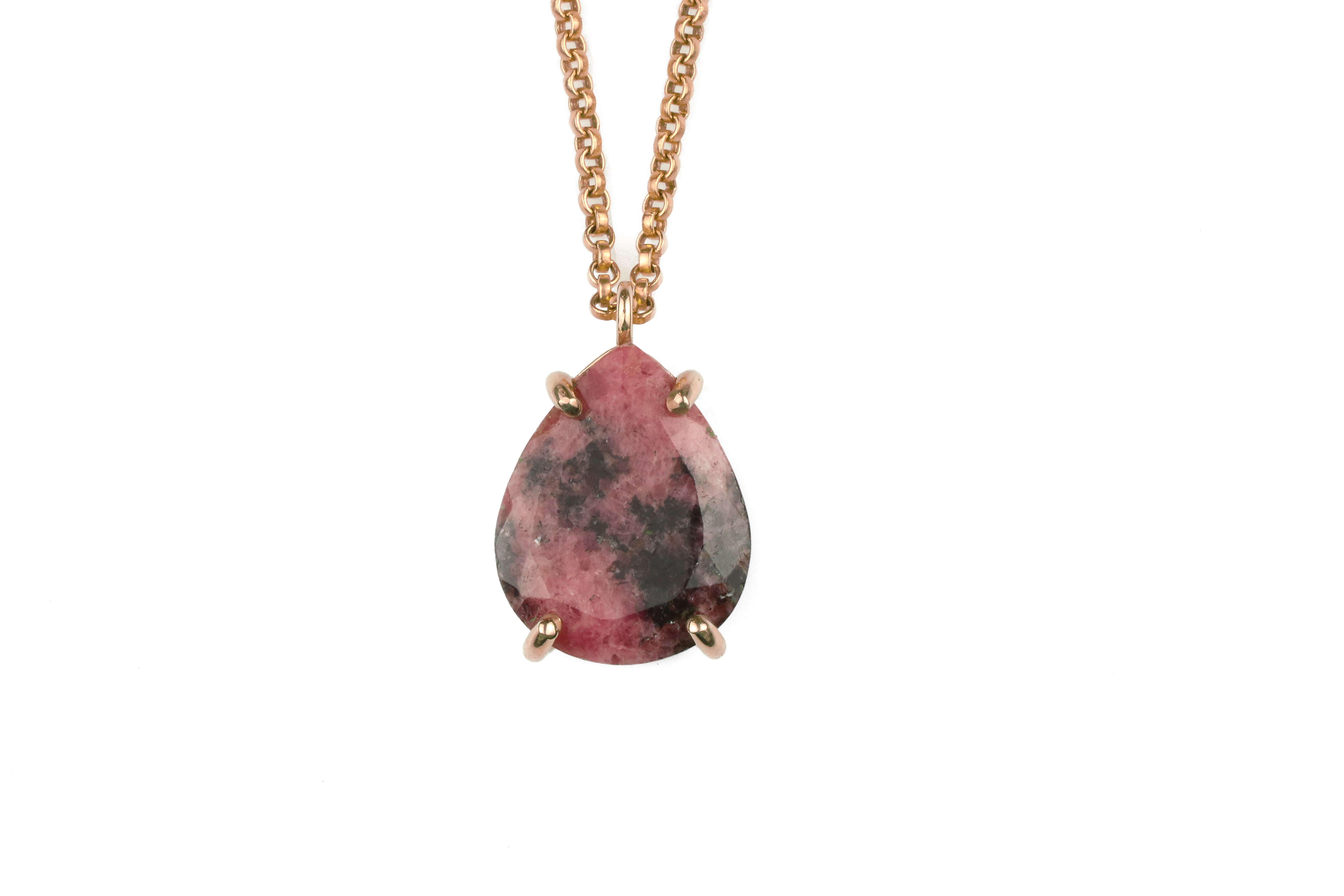 Elegant Handmade Pear Rhodonite Necklace necklaces Anemone Jewelry