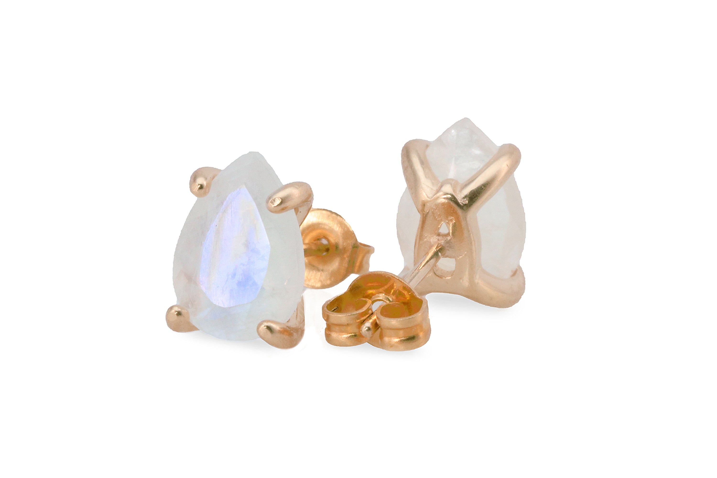 Chic Rainbow Moonstone Handmade Gold Stud Earrings Earrings Anemone Unique