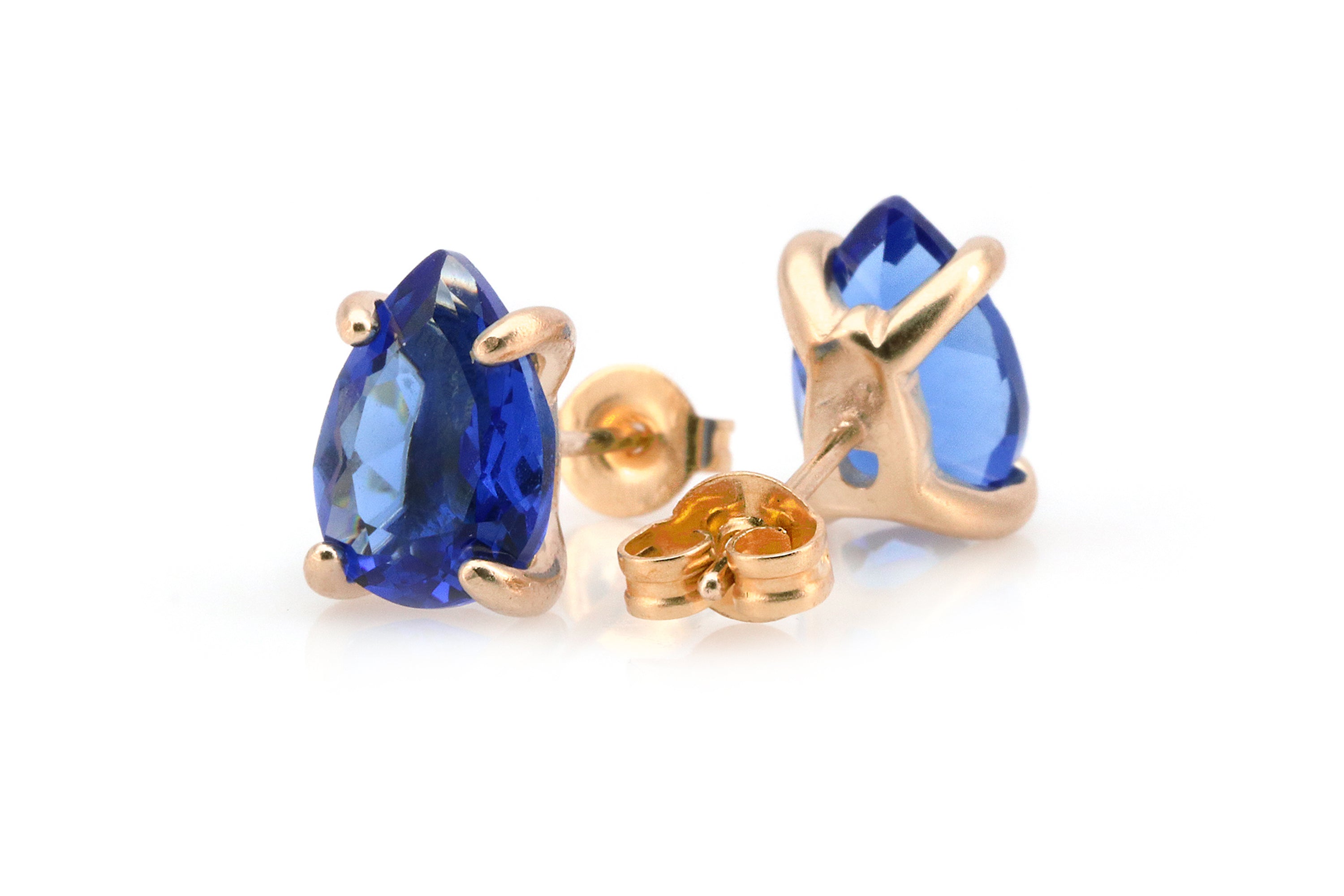 Dainty Sapphire Gold Stud Earrings Earrings Anemone Unique