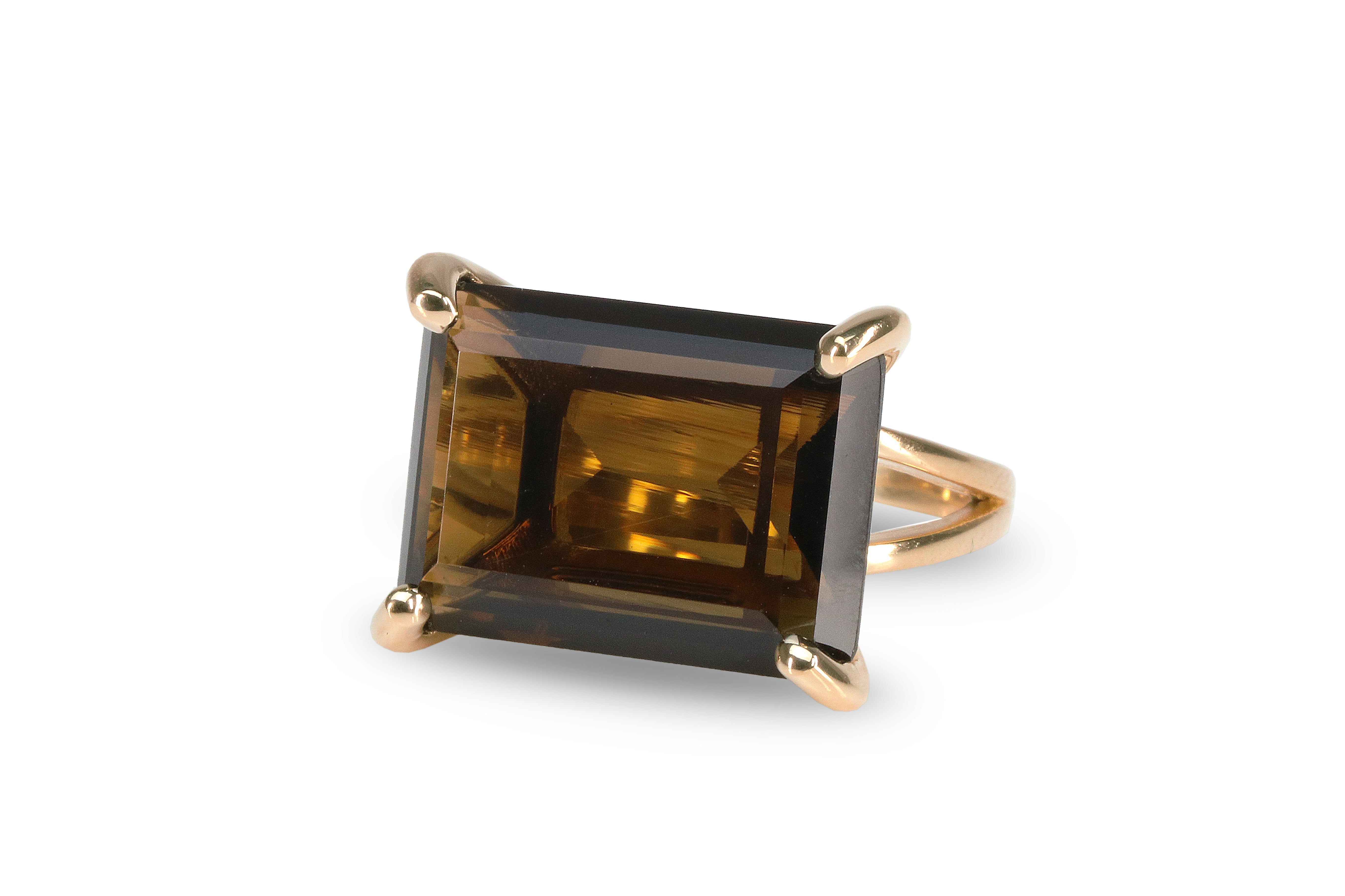 Rectangle Smoky Quartz Silver Ring Rings Anemone Jewelry