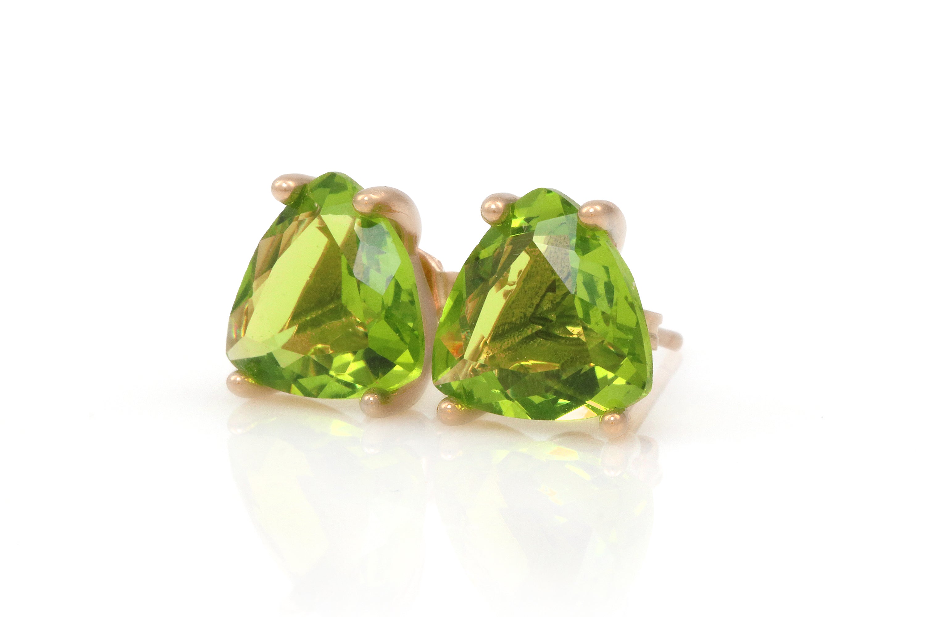 Handmade Peridot Stud Rose Gold Earrings Earrings Anemone Unique