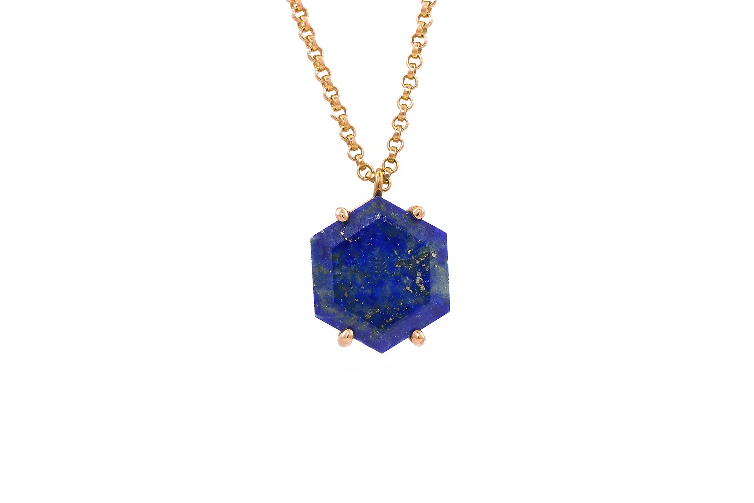 Dainty Natural Lapis Lazuli Necklace with CZ Round Pendant necklaces Anemone Jewelry