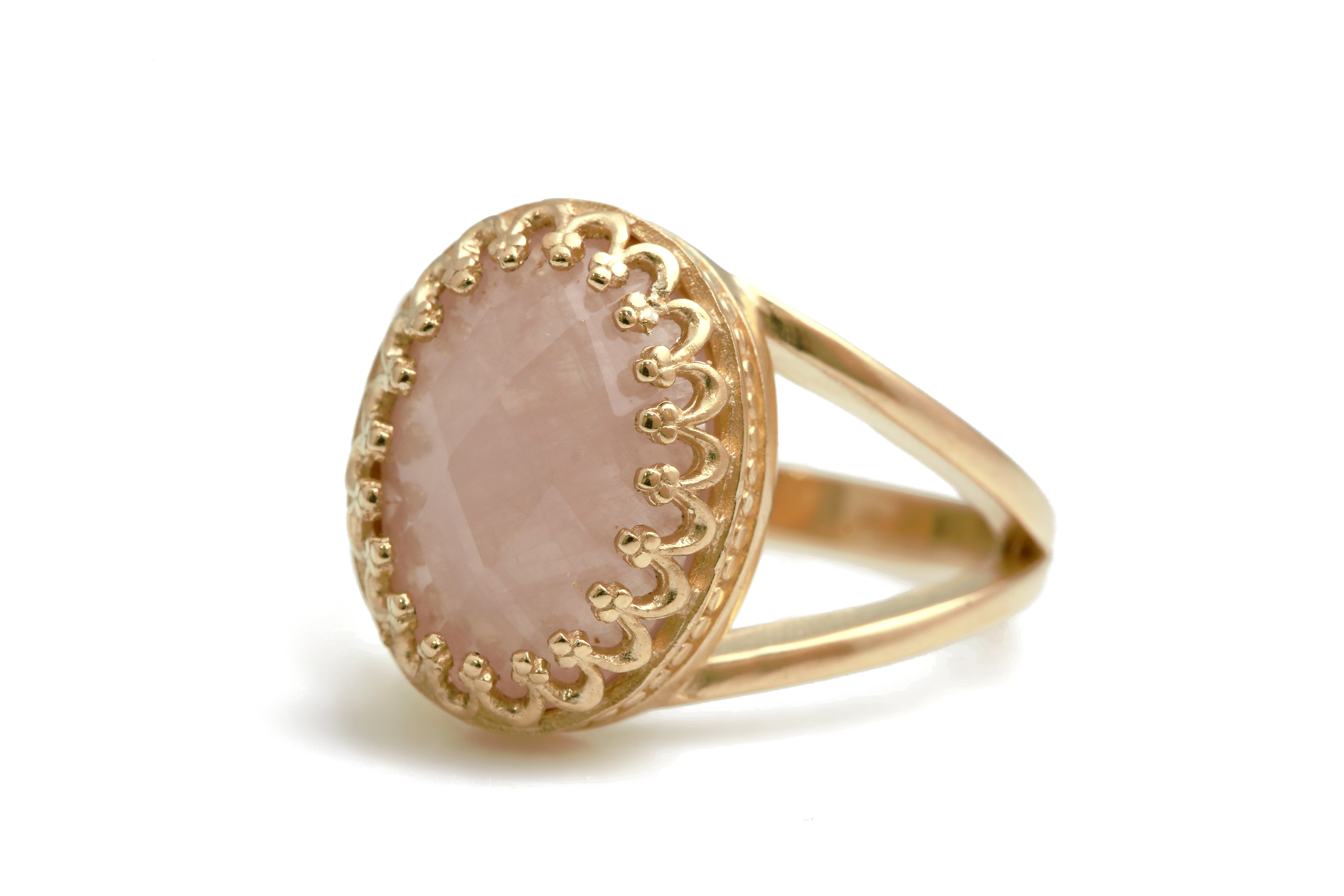 Gorgeous Rose Quartz Ring with 14K Rose Gold-filled Band Rings Anemone Jewelry