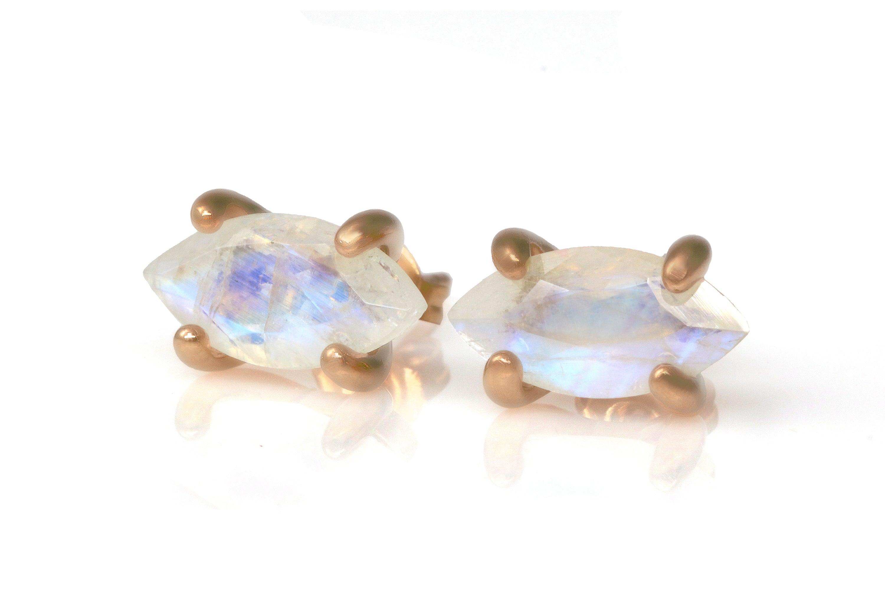 Marquise Rainbow Moonstone Earrings in Sterling Silver Earrings Anemone Unique