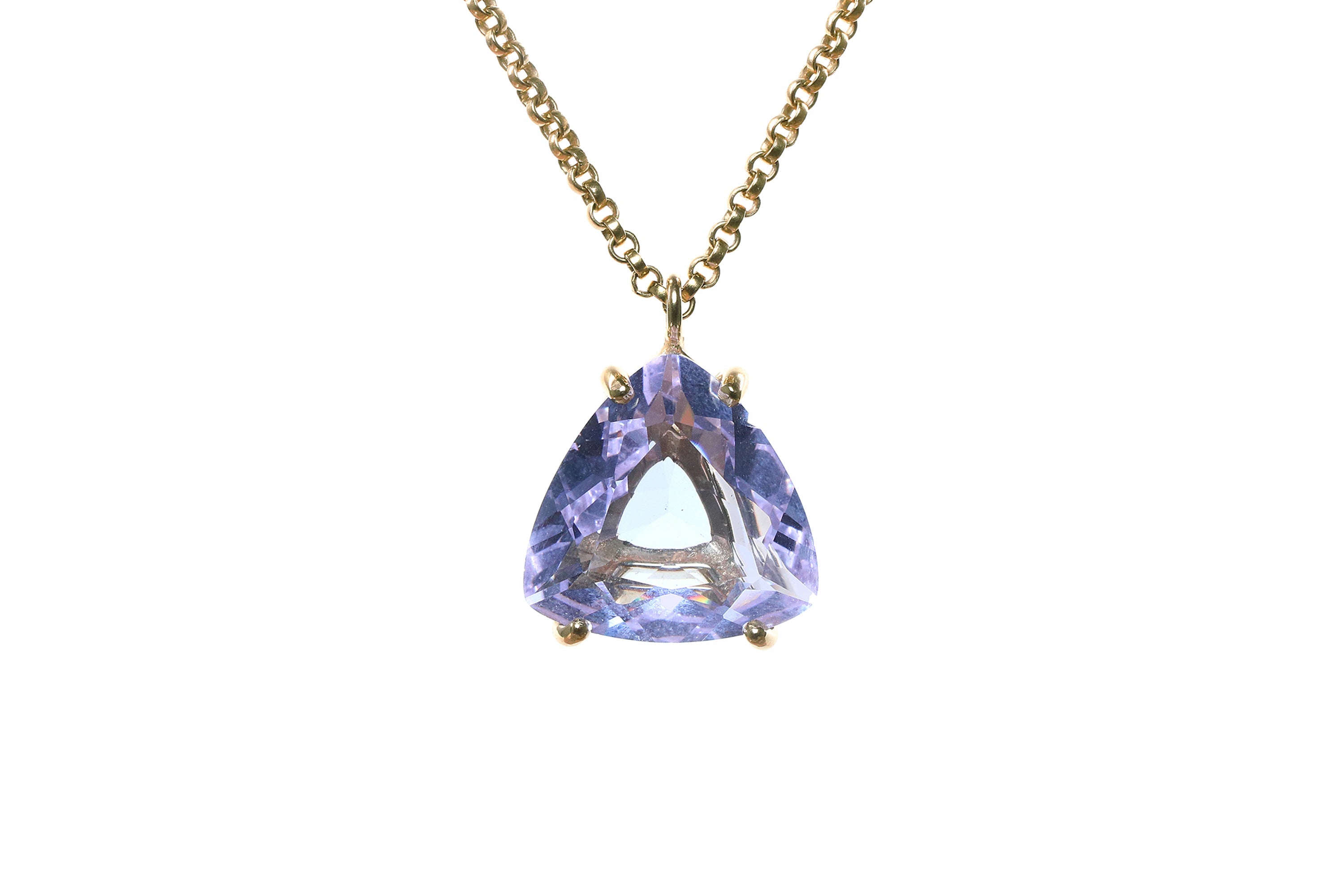 Triangle Tanzanite Pendant Necklace in Gold necklaces Anemone Jewelry