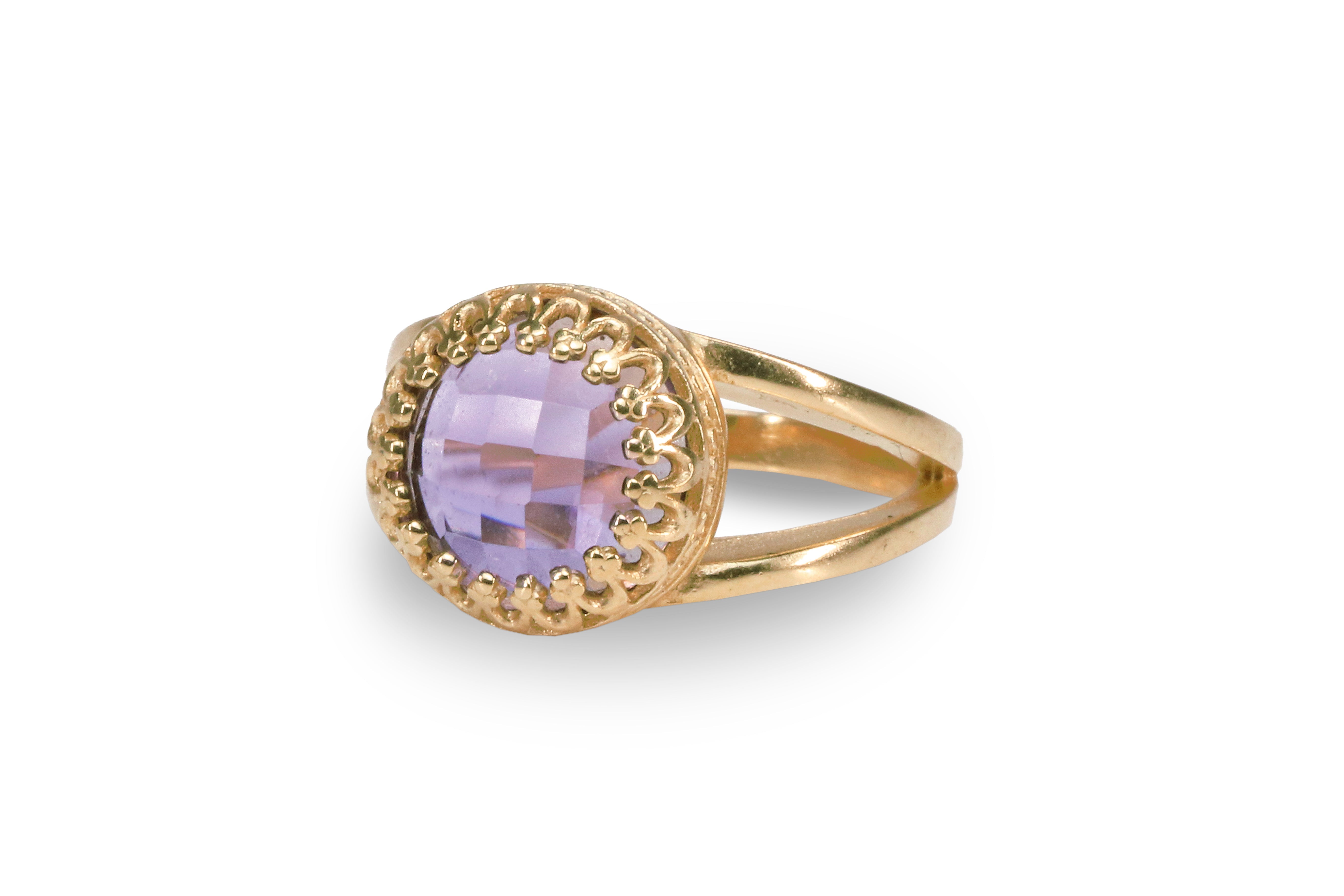 Amethyst Ring with 14k Rose Gold-filled Band Rings Anemone Jewelry
