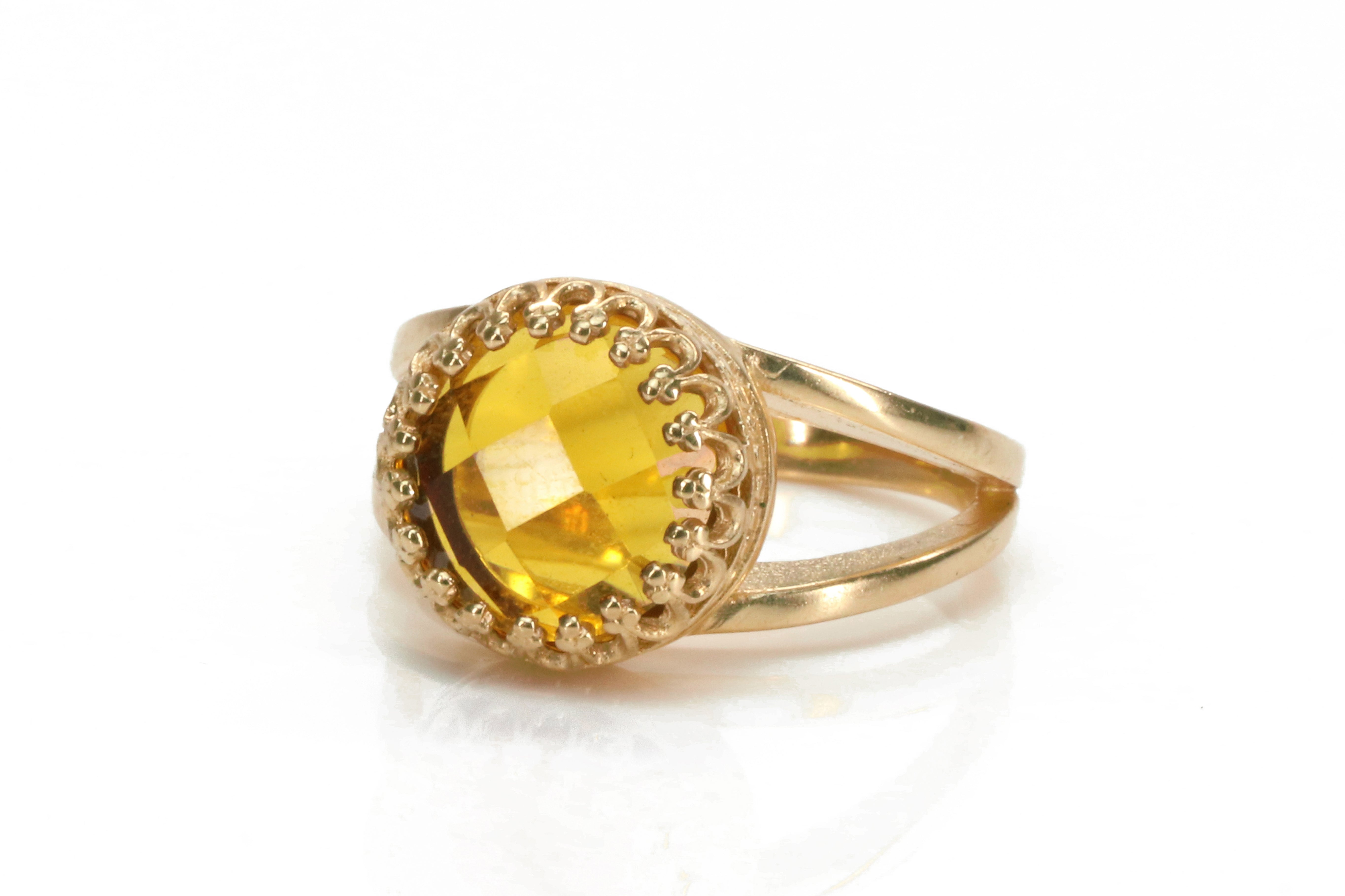 Citrine Ring with 14K Rose Gold-filled Double Band Rings Anemone Jewelry