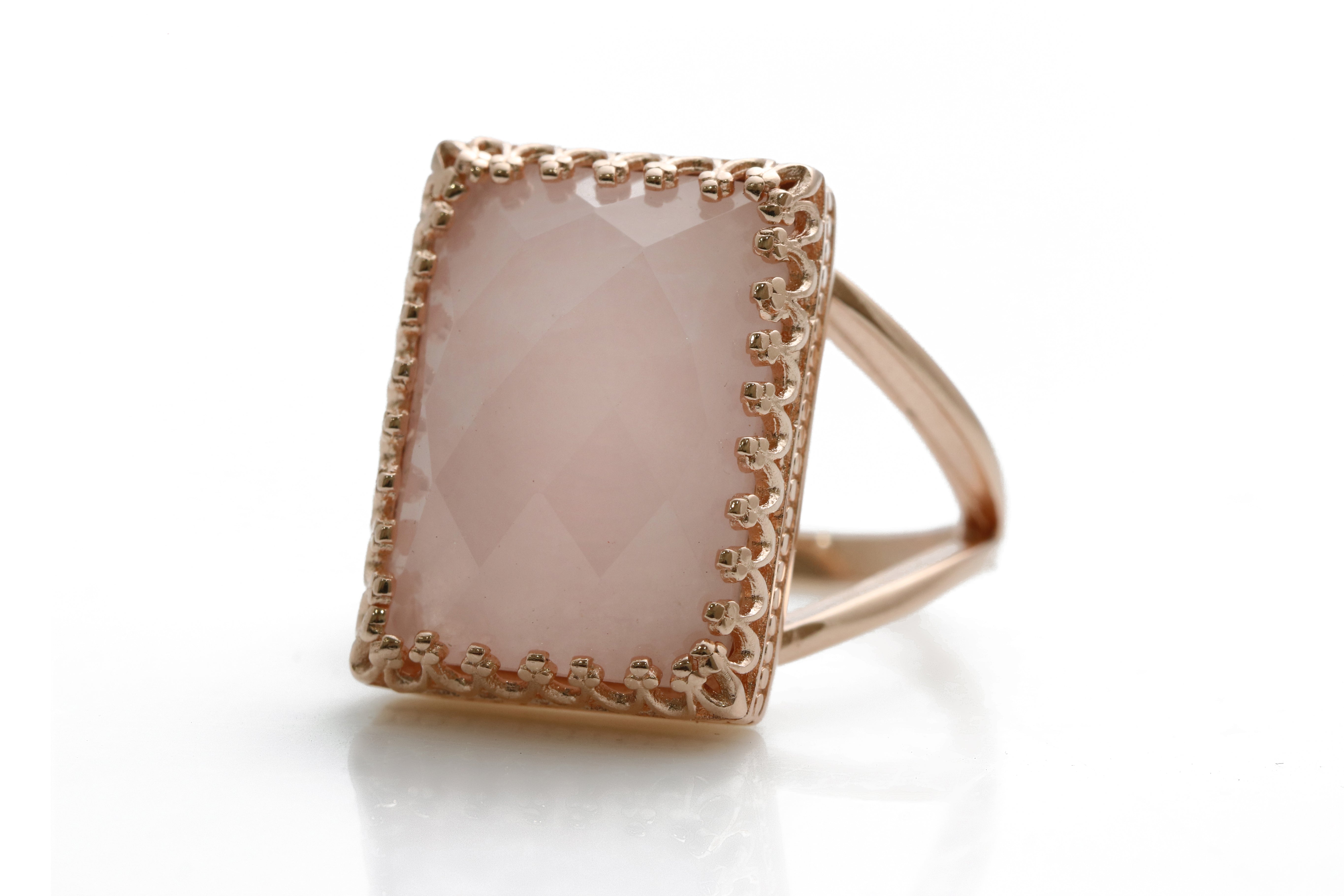 Elegant Rose Quartz in 925 Sterling Silver Rings Anemone Jewelry