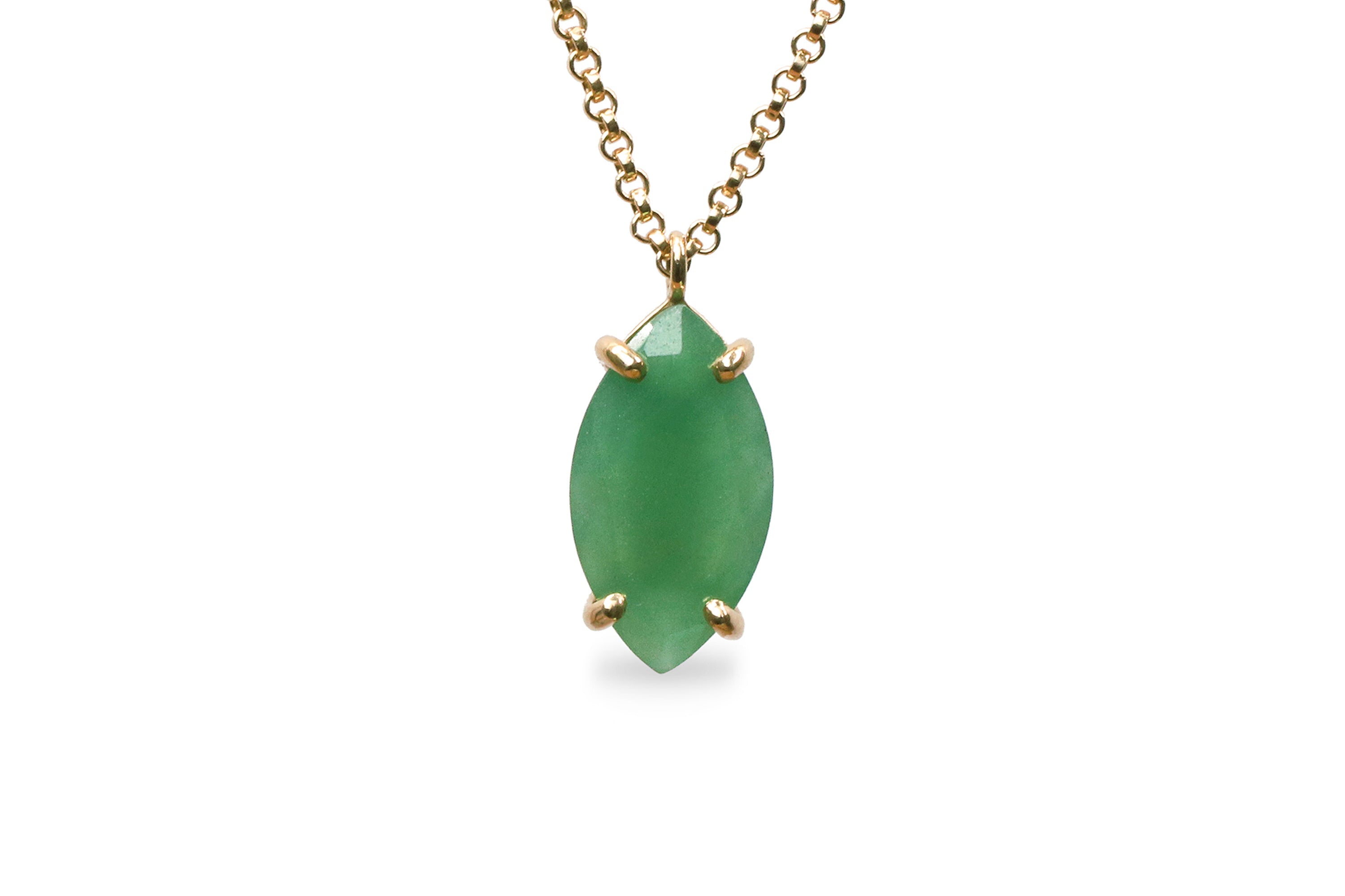 Gold Elegant Marquise Aventurine Necklace necklaces Anemone Jewelry