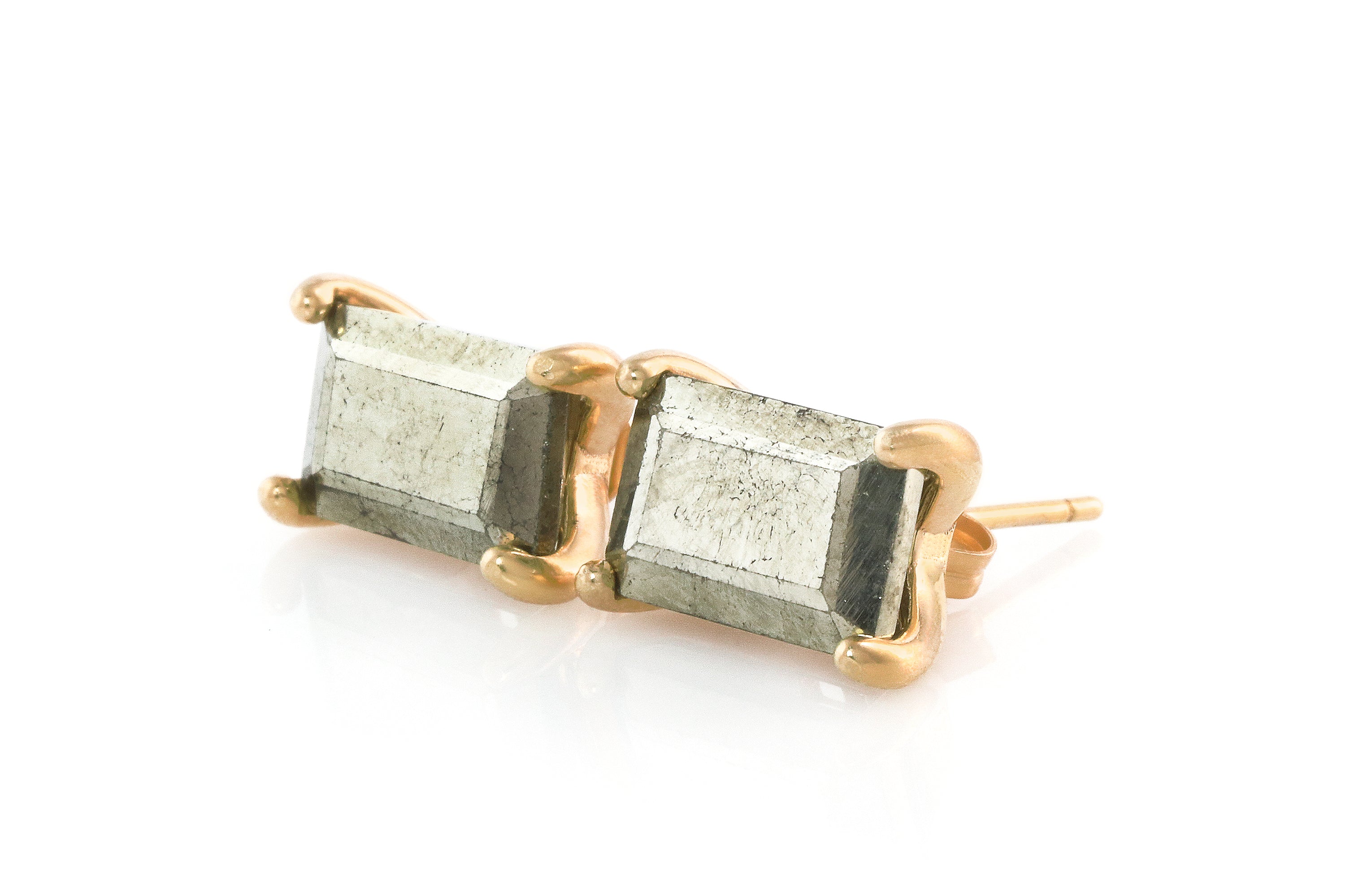 Simple Iron Pyrite Sterling Silver Earrings Earrings Anemone Unique