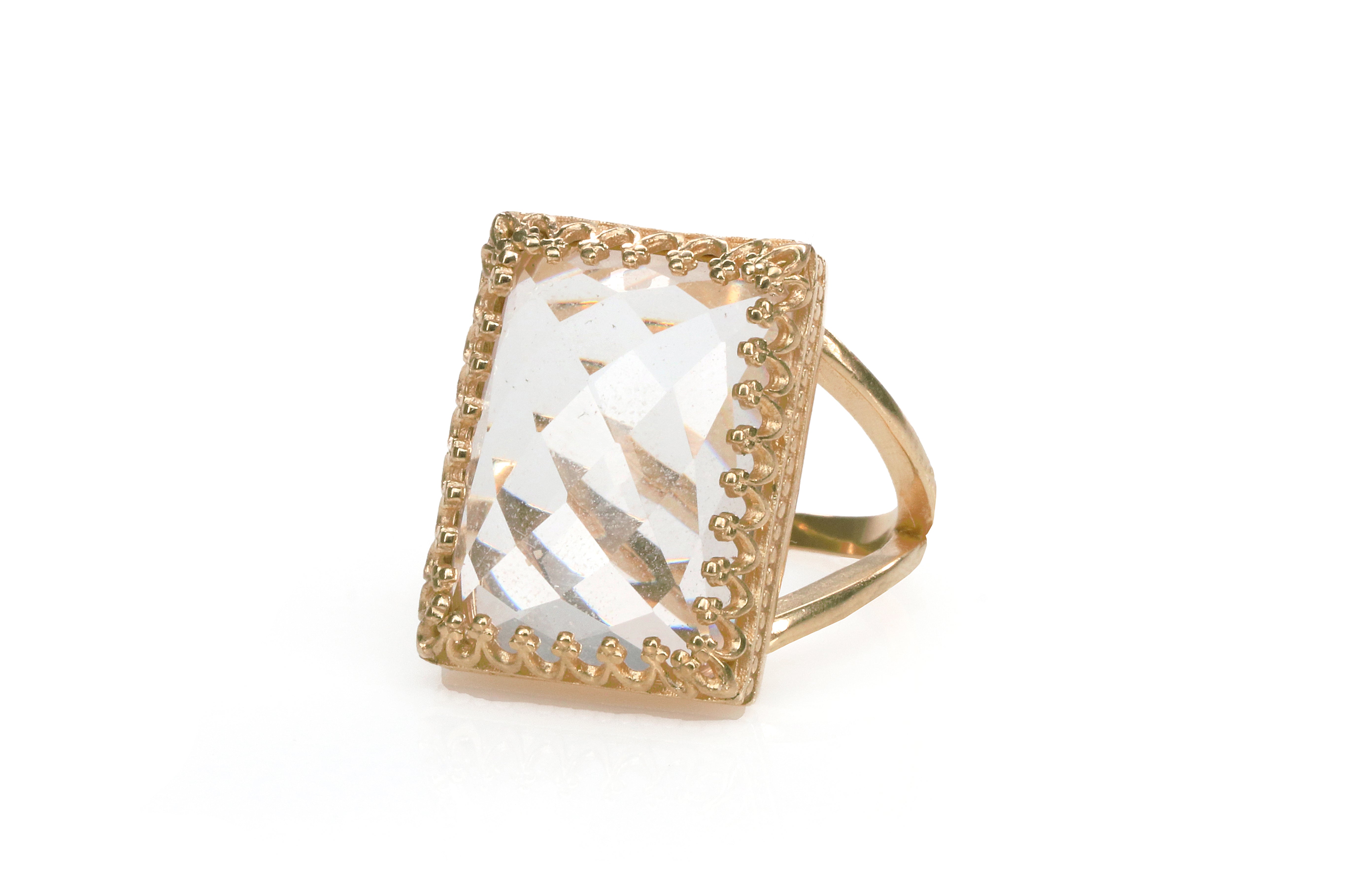 13x18mm Crystal Quartz Sterling Silver Rings Rings Anemone Jewelry