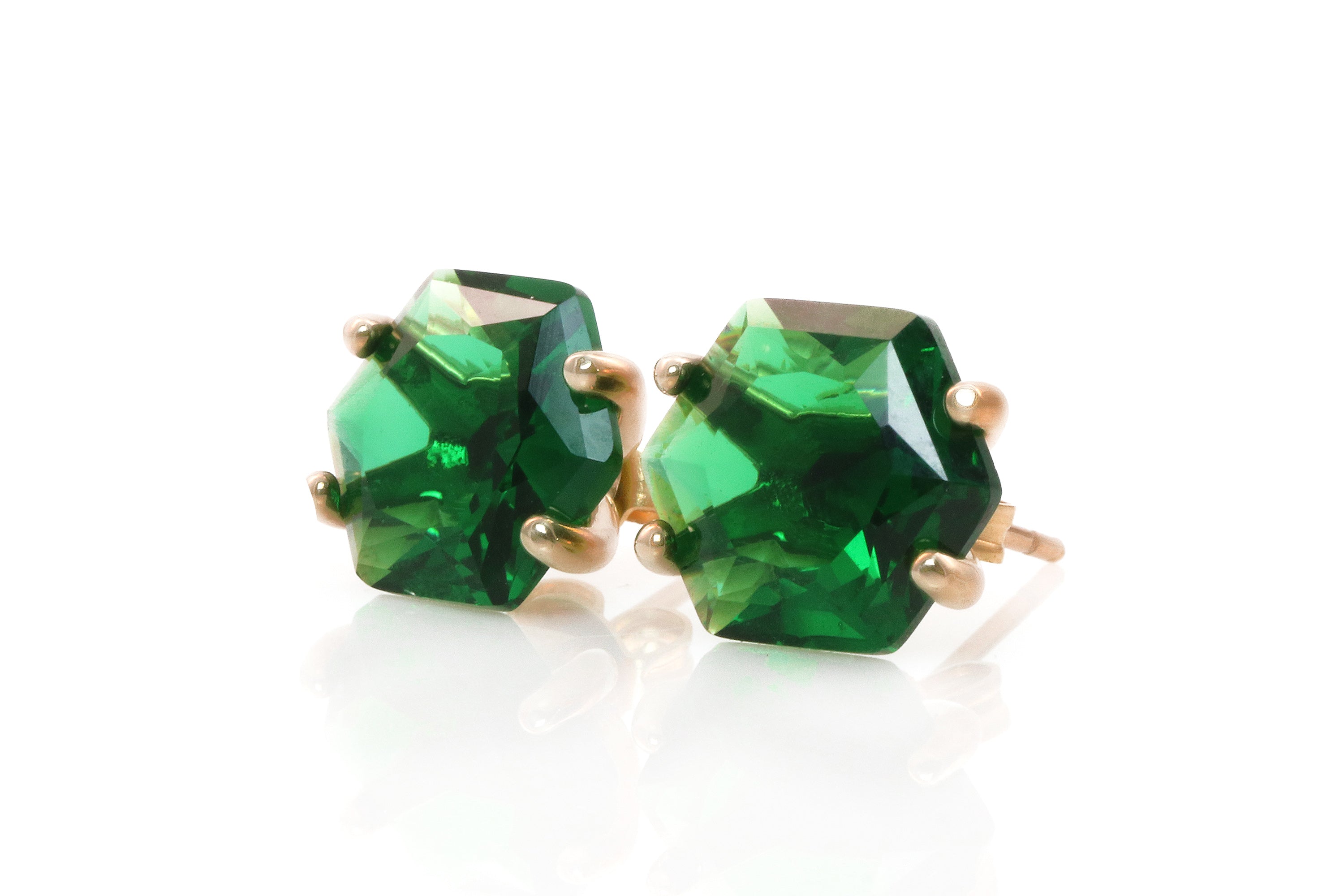 Green Emerald Silver Stud Earrings Earrings Anemone Unique