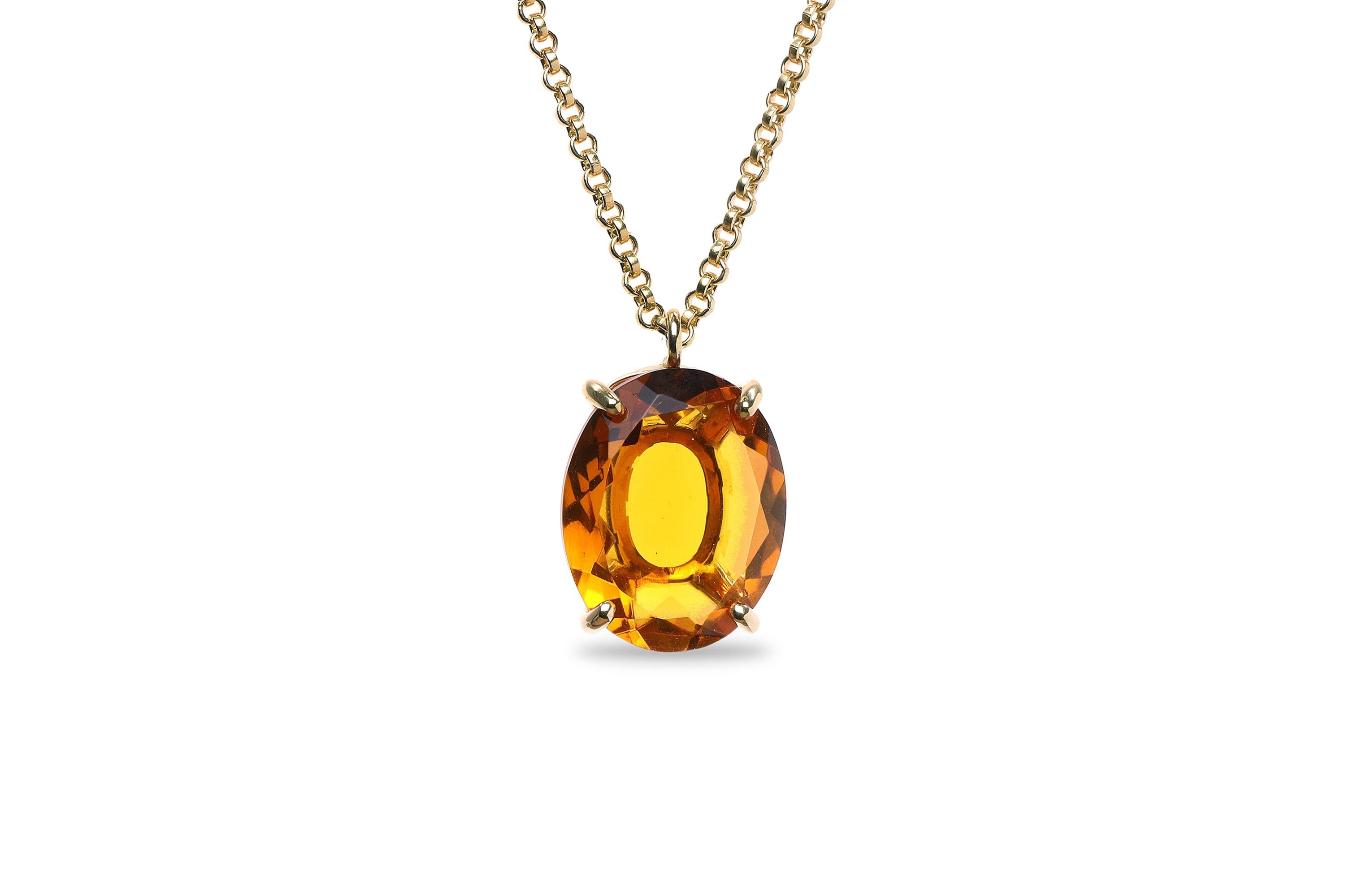 Brilliant Oval Citrine Gold Necklace necklaces Anemone Jewelry