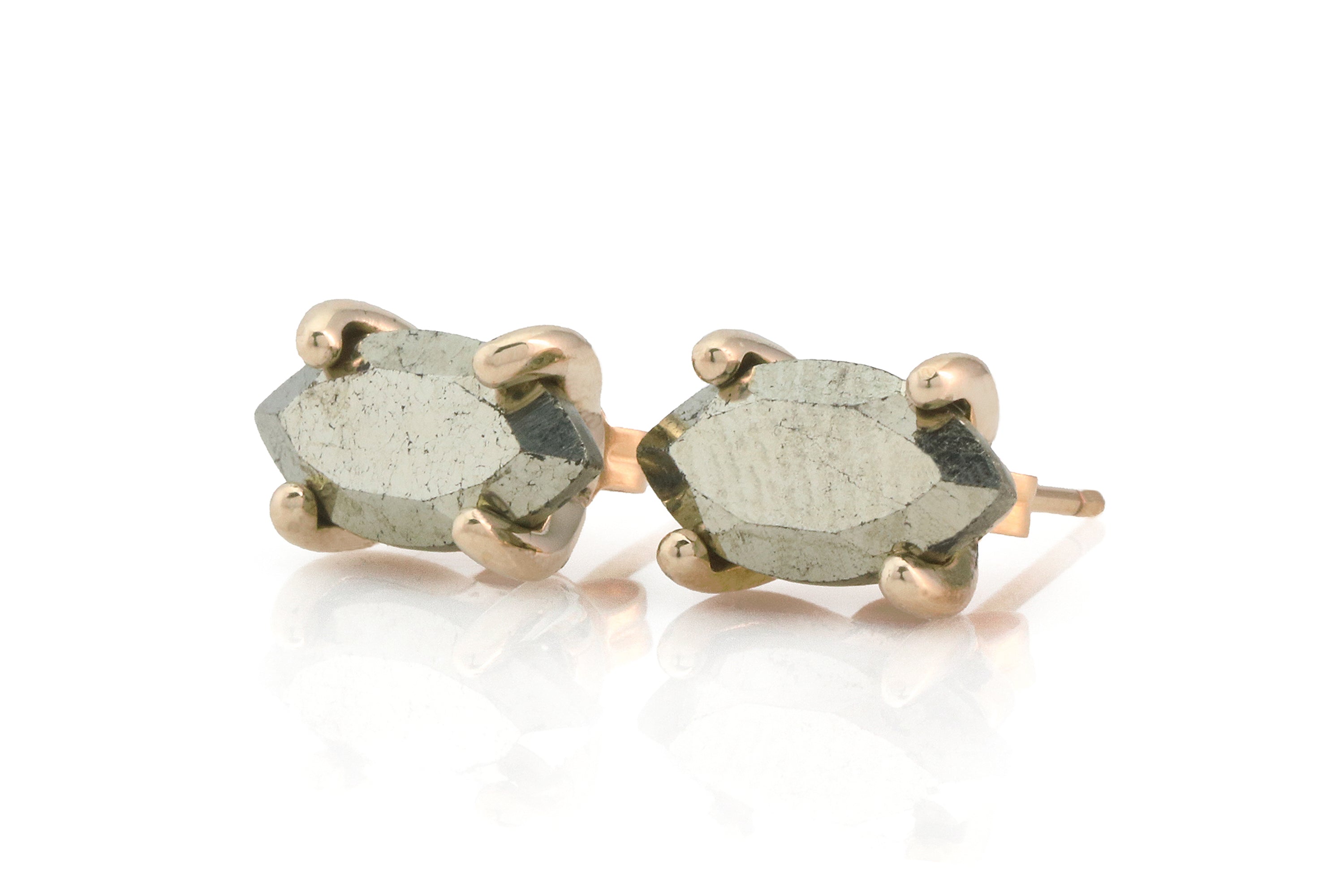 Marquise Iron Pyrite Sterling Silver Earrings Earrings Anemone Unique