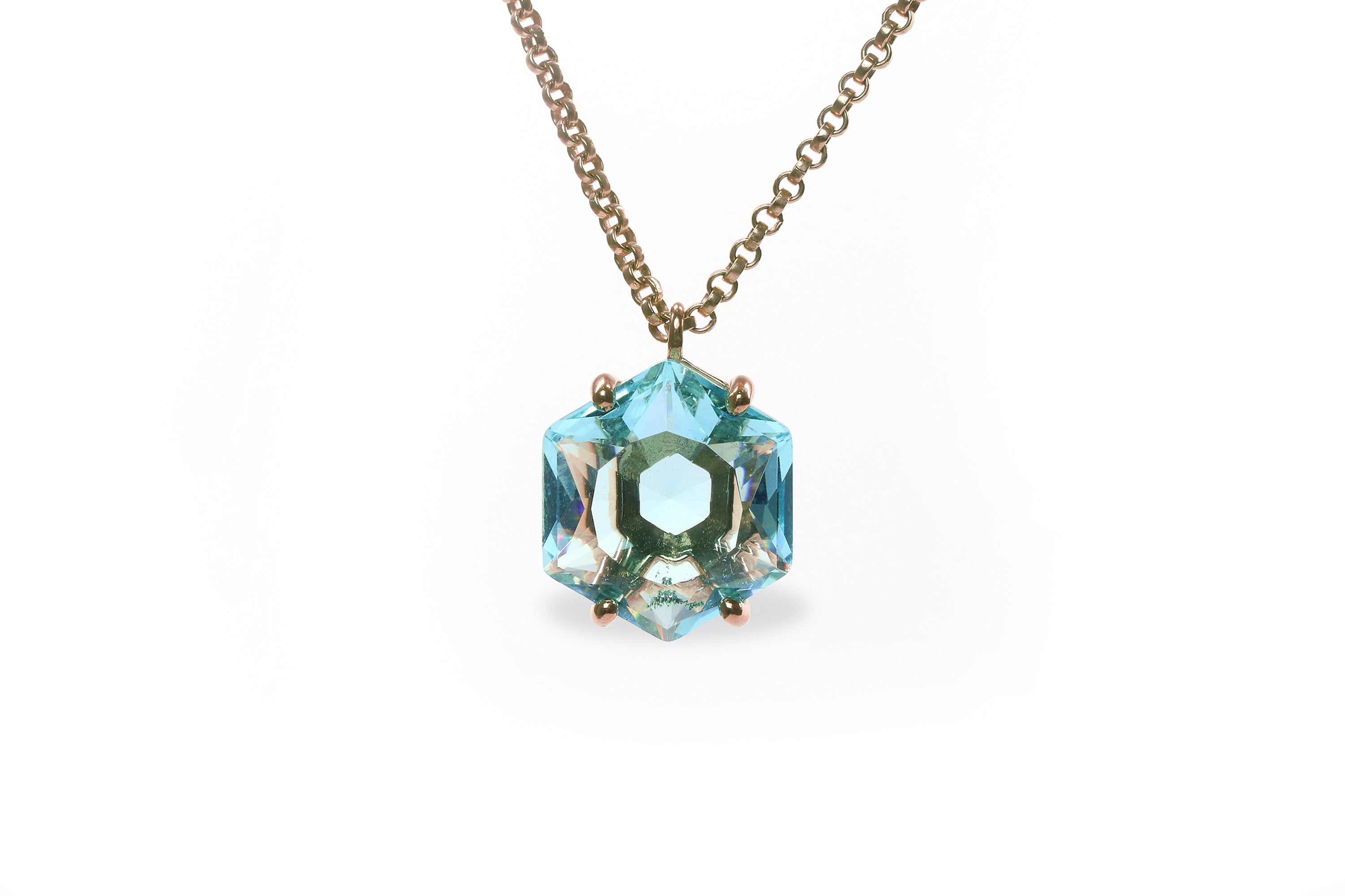 14k Rose Gold Blue Topaz Necklace necklaces Anemone Jewelry