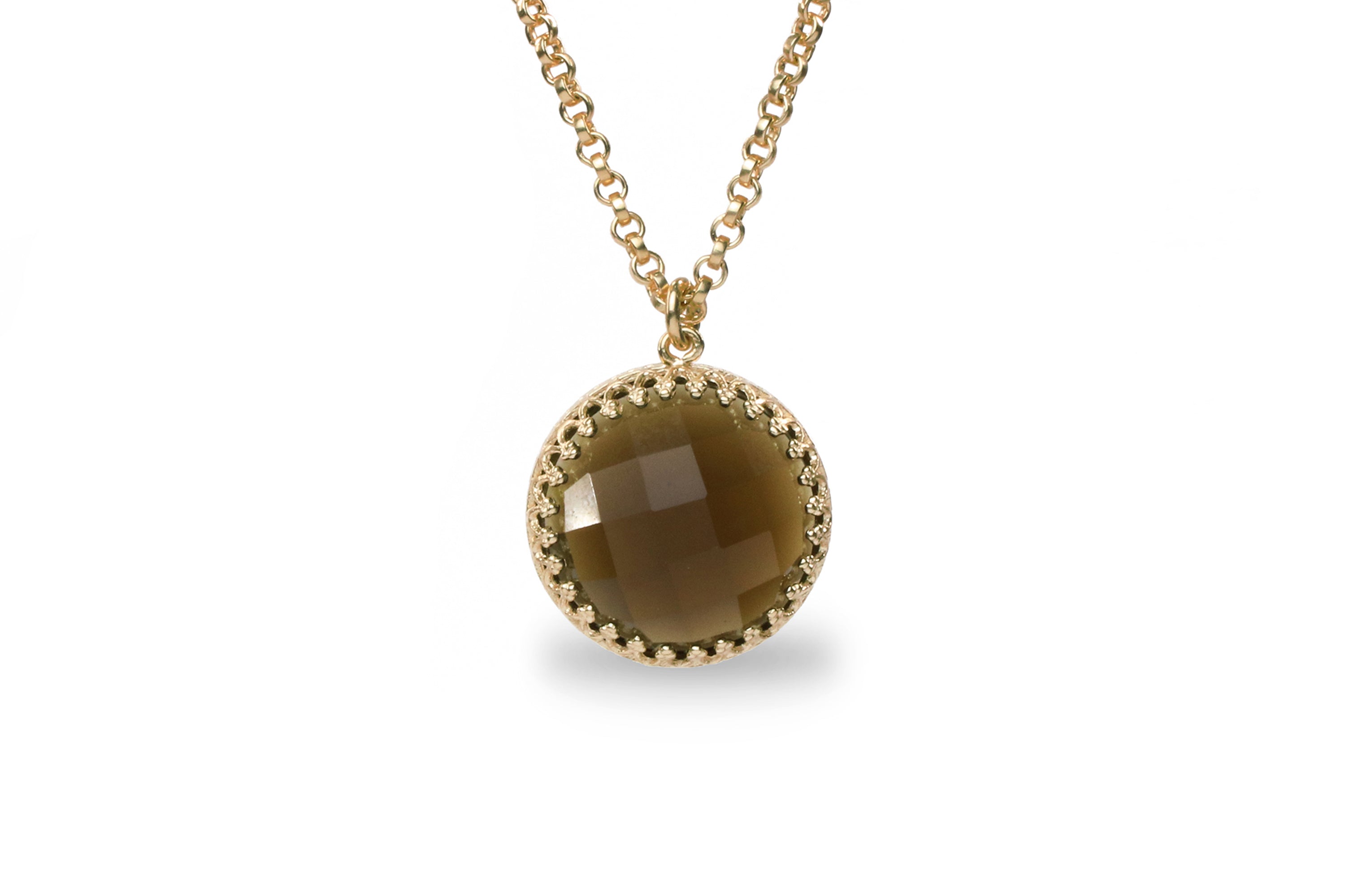 Elegant Smoky Quartz Pendant Gold Necklace necklaces Anemone Jewelry