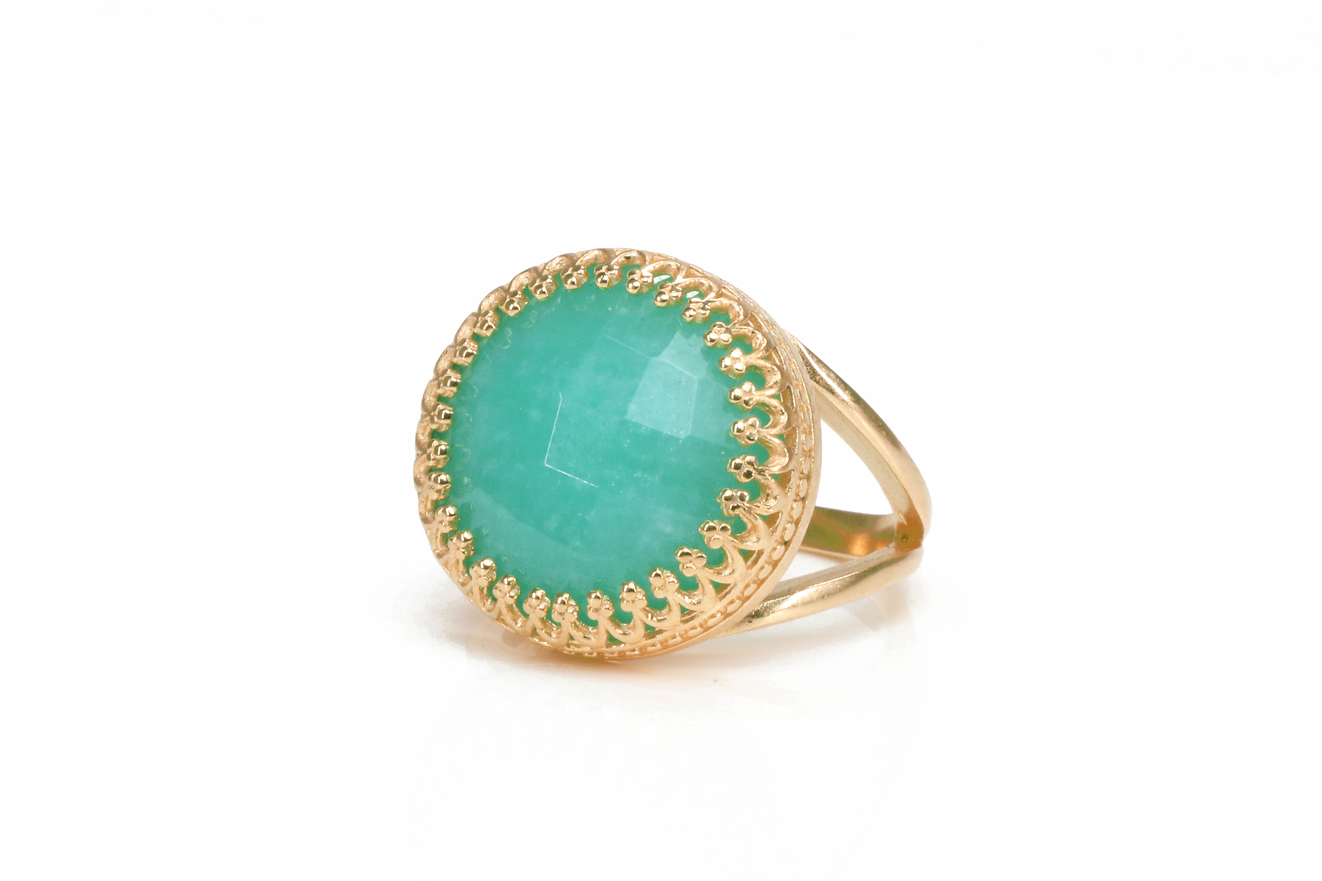 Bold Amazonite Gem Ring in 925 Sterling Silver Rings Anemone Jewelry
