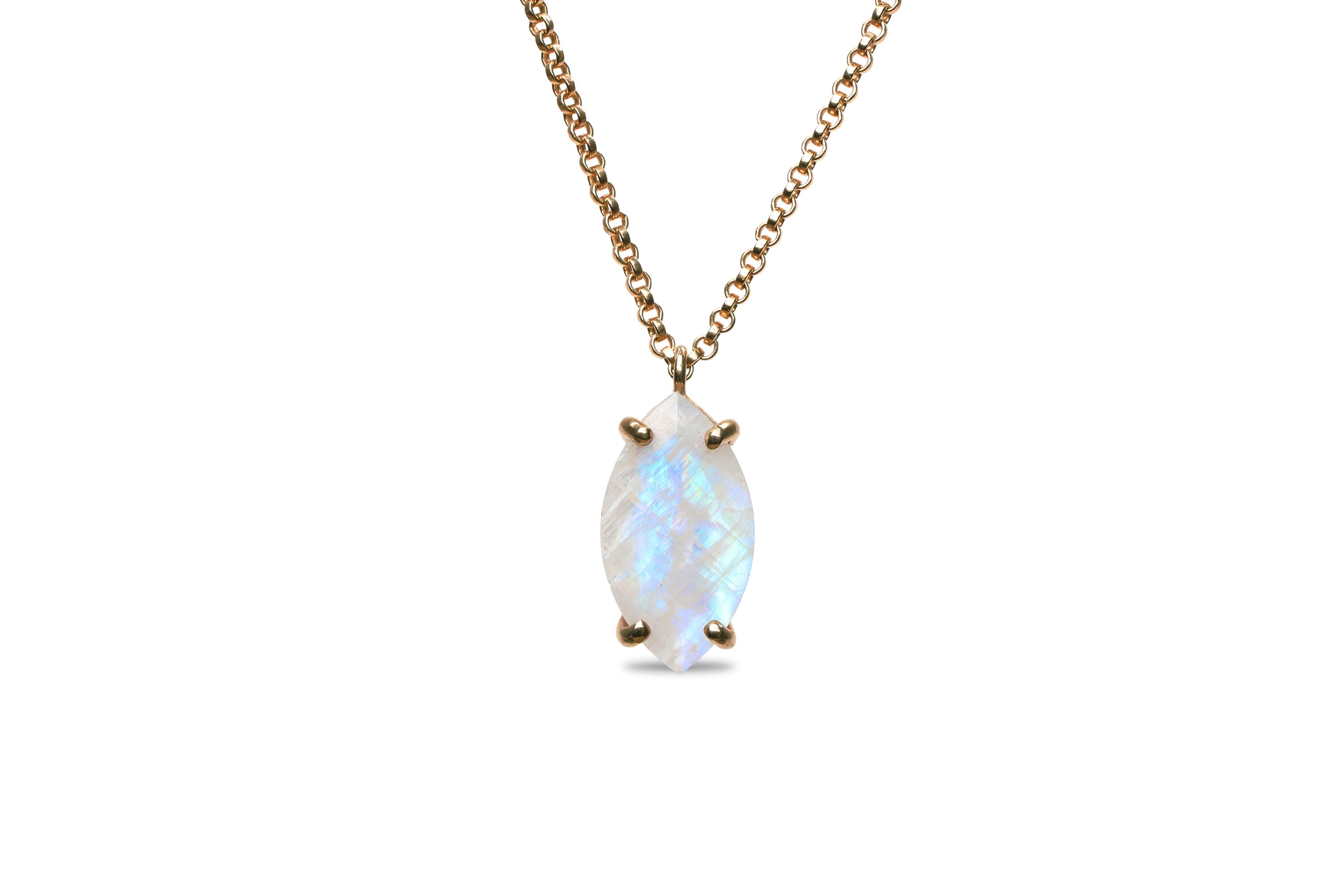 Marquise Moonstone Pendant Gold Necklace necklaces Anemone Jewelry