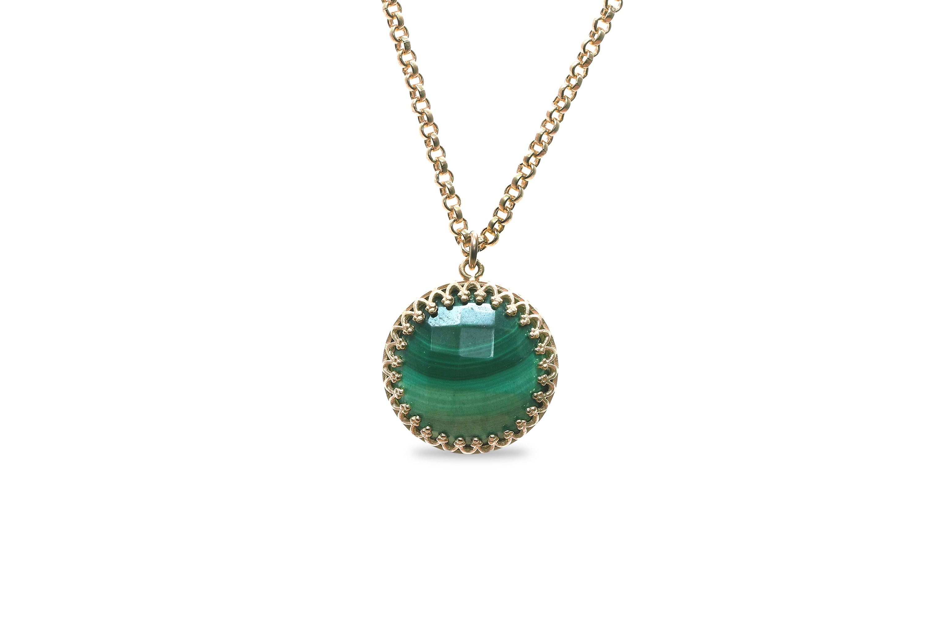 Charming Malachite 14k Gold Necklace necklaces Anemone Jewelry