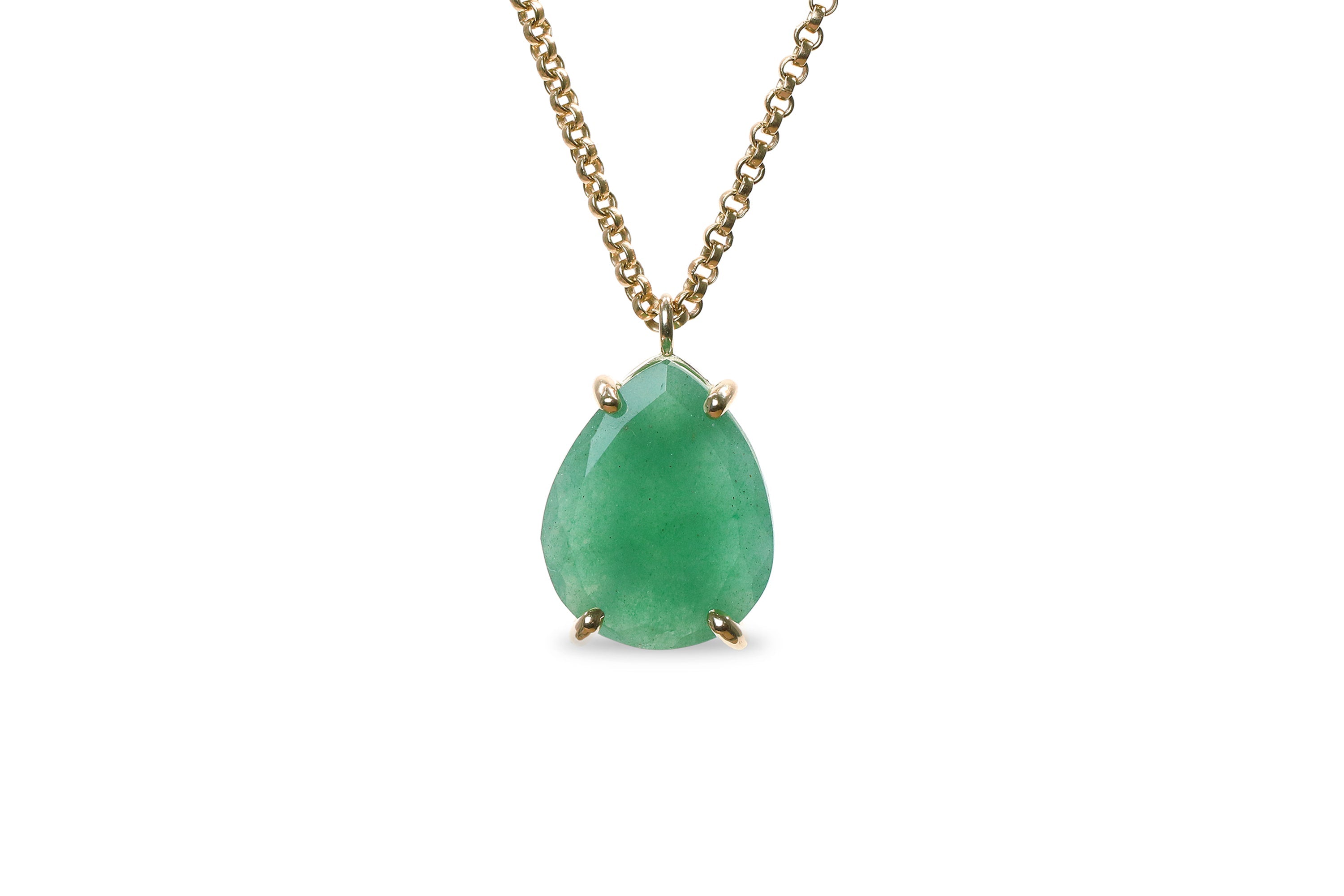 Green Aventurine Crystal Necklace in 14k Gold necklaces Anemone Jewelry