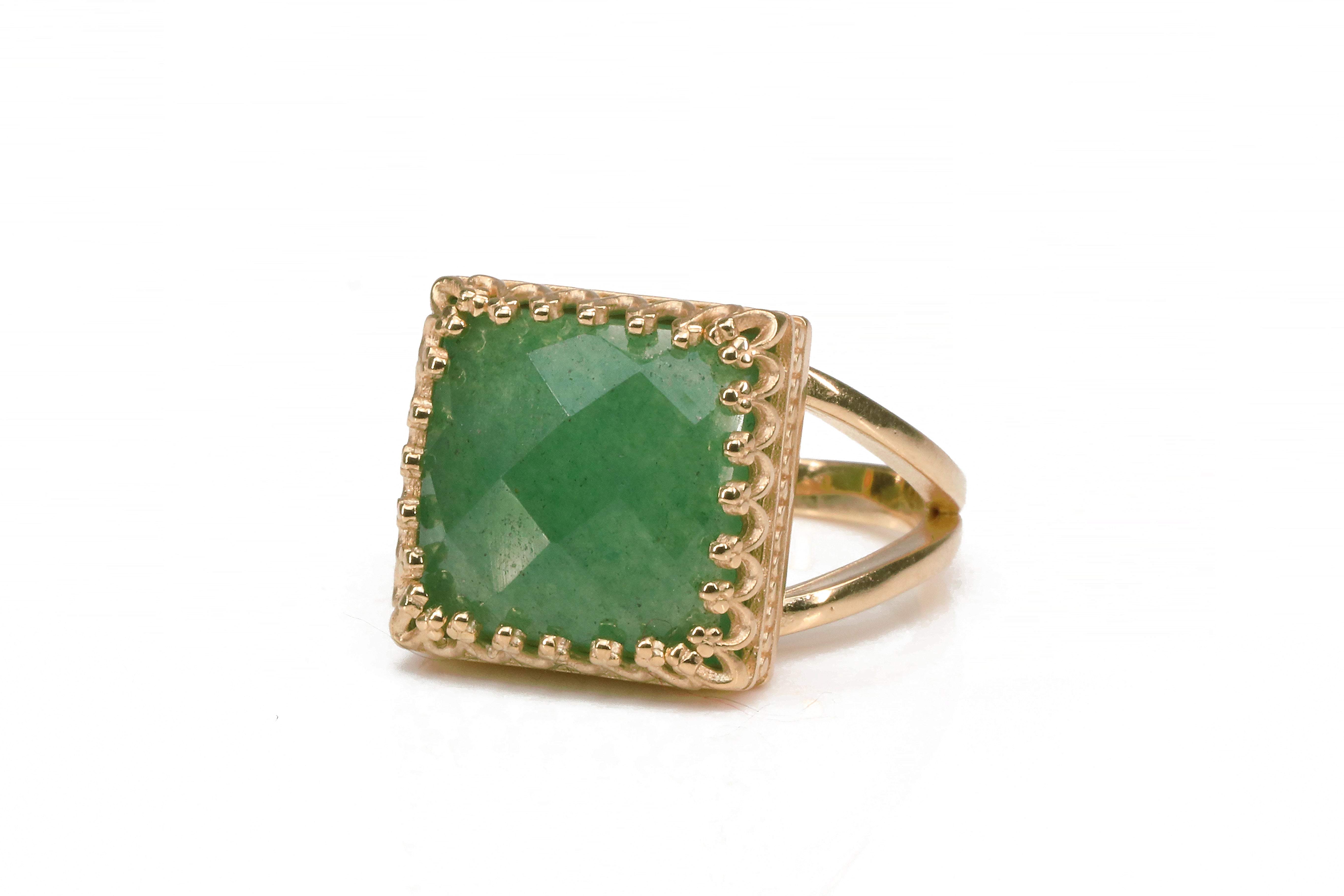 Intricate Aventurine Ring in 925 Sterling Silver Band Rings Anemone Jewelry