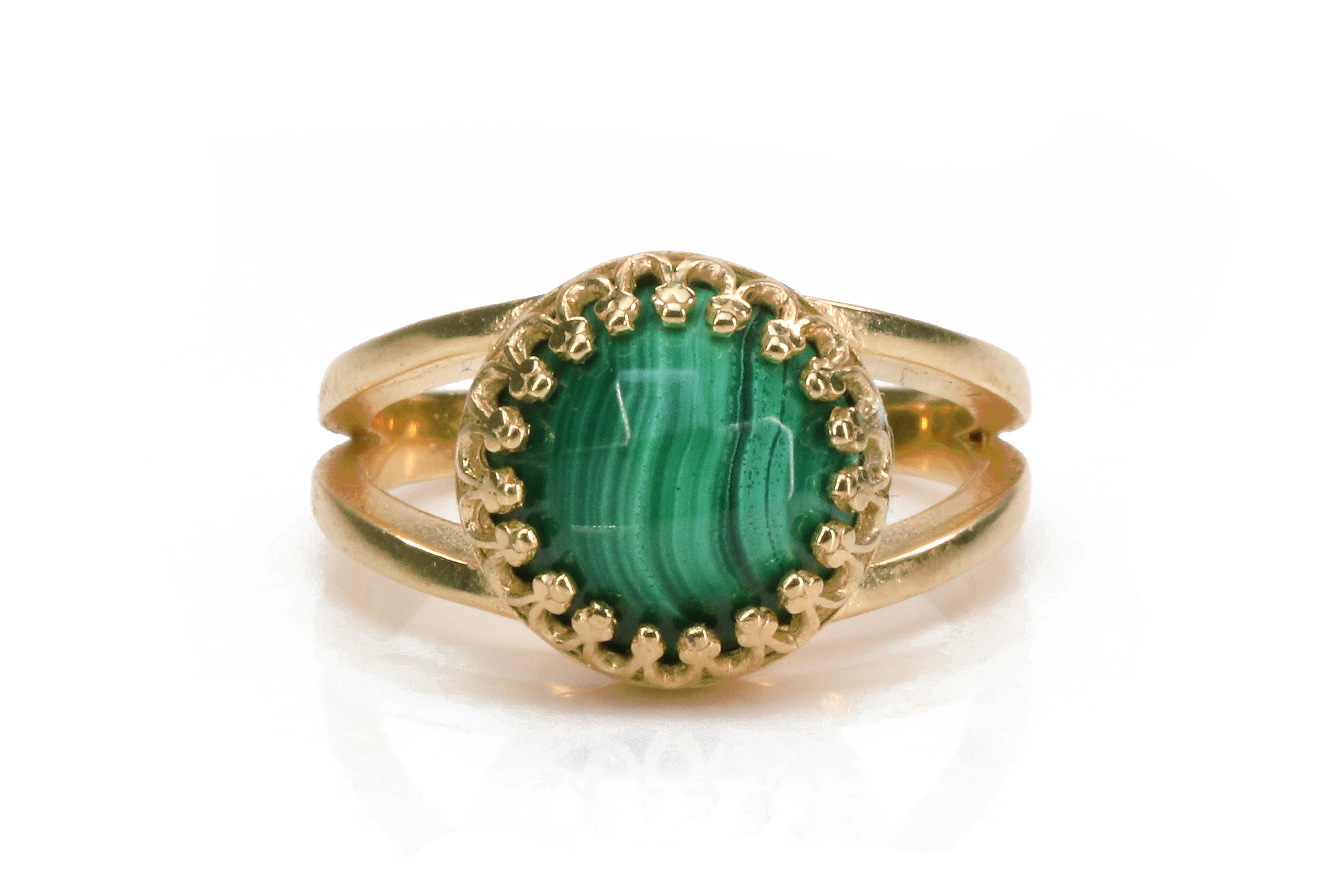 Lovely Malachite Ring in14k Rose Gold Rings Anemone Jewelry