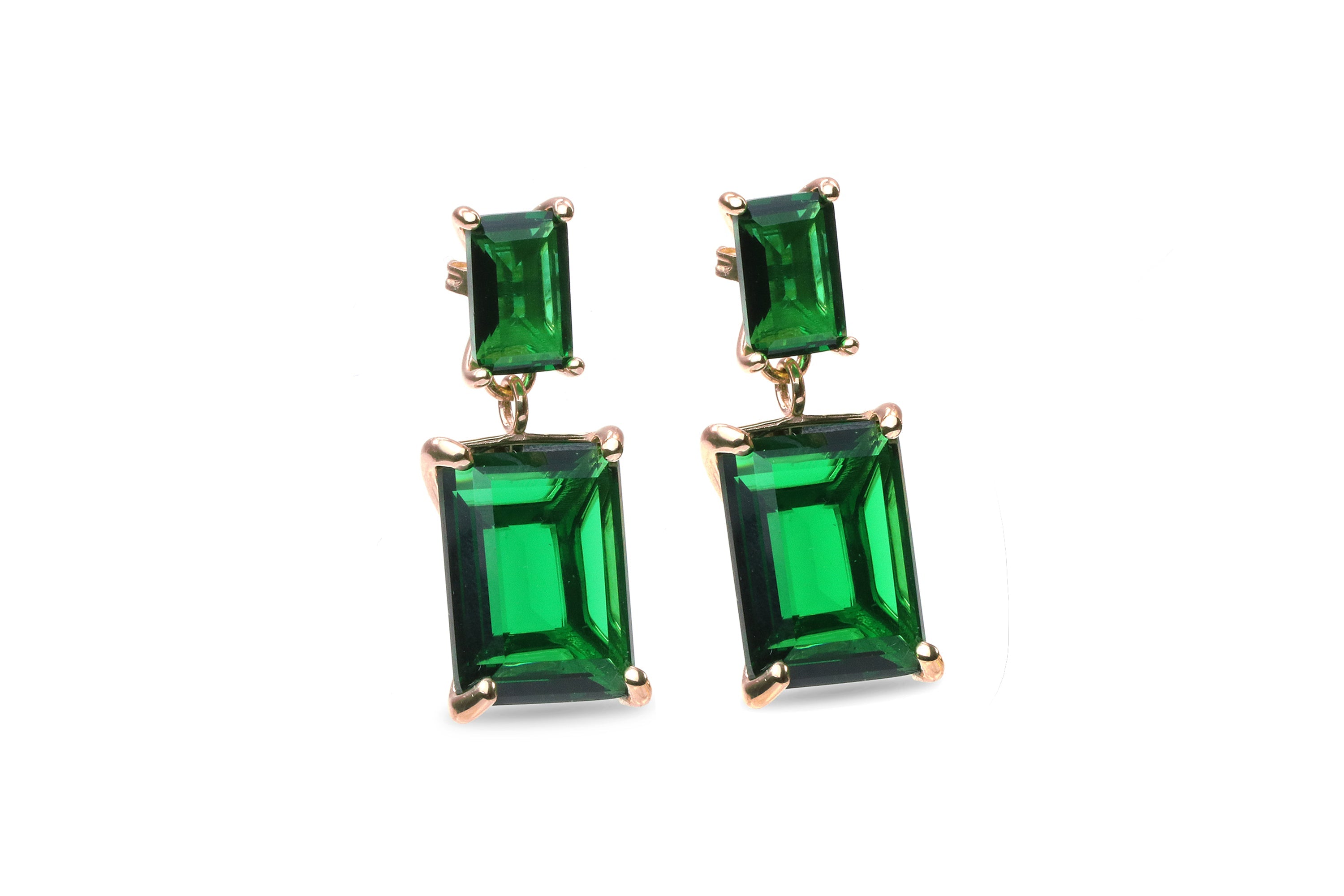 Luminescent Emerald Earrings in 14k Gold Earrings Anemone Jewelry