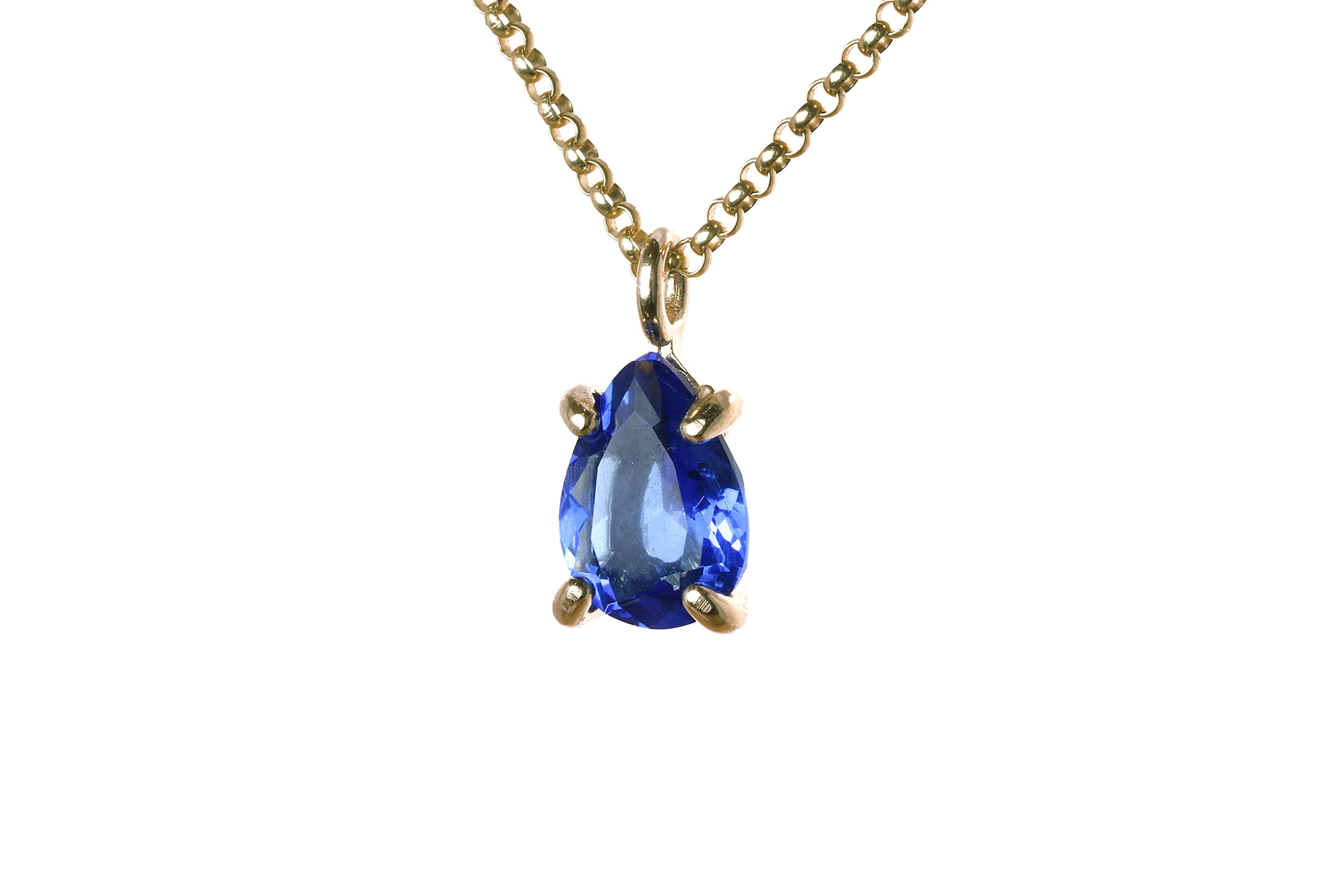 Pear Blue Sapphire Sterling Silver Necklace necklaces Anemone Unique