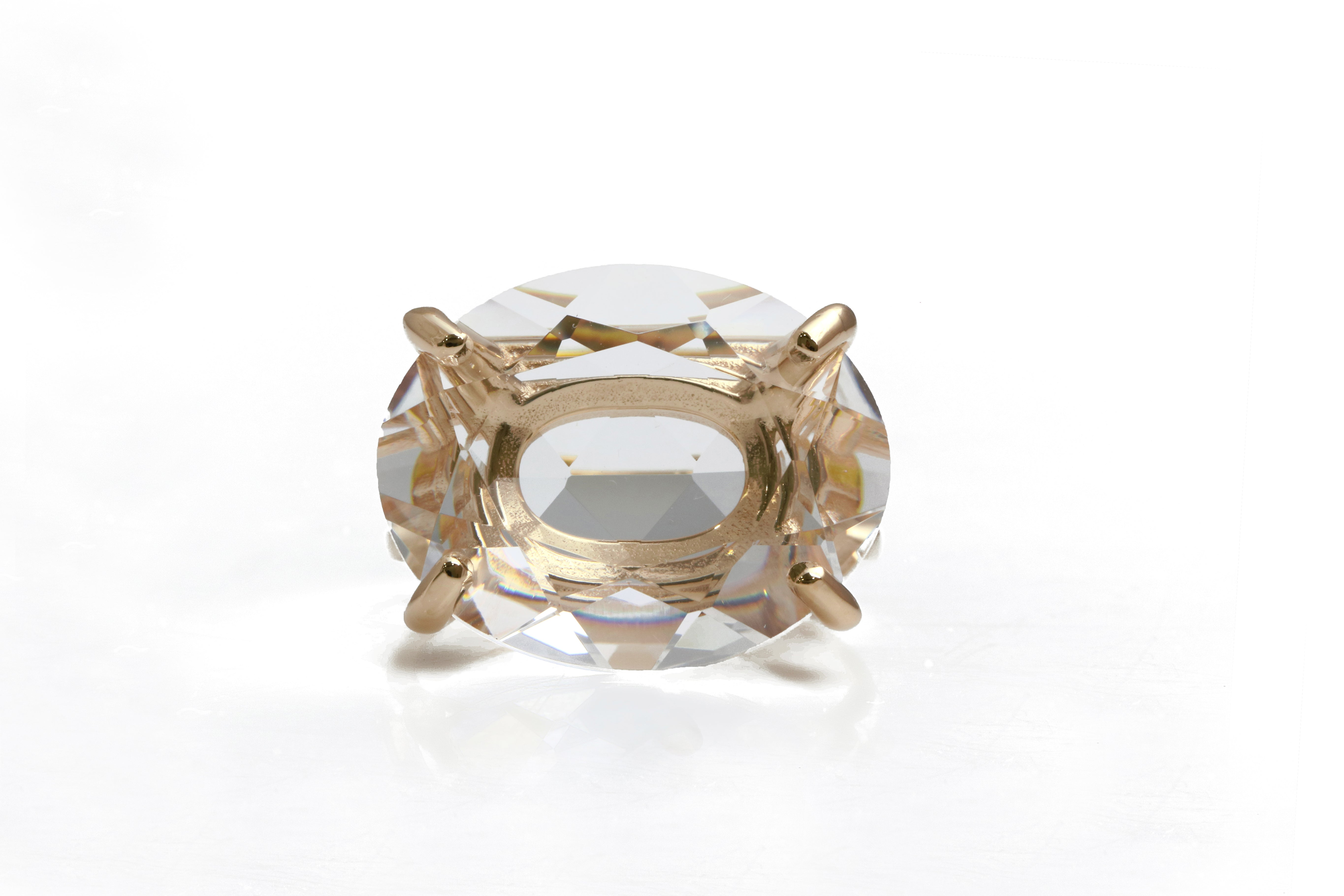 Crystal Quartz in 14k Rose Gold Anemone Jewelry