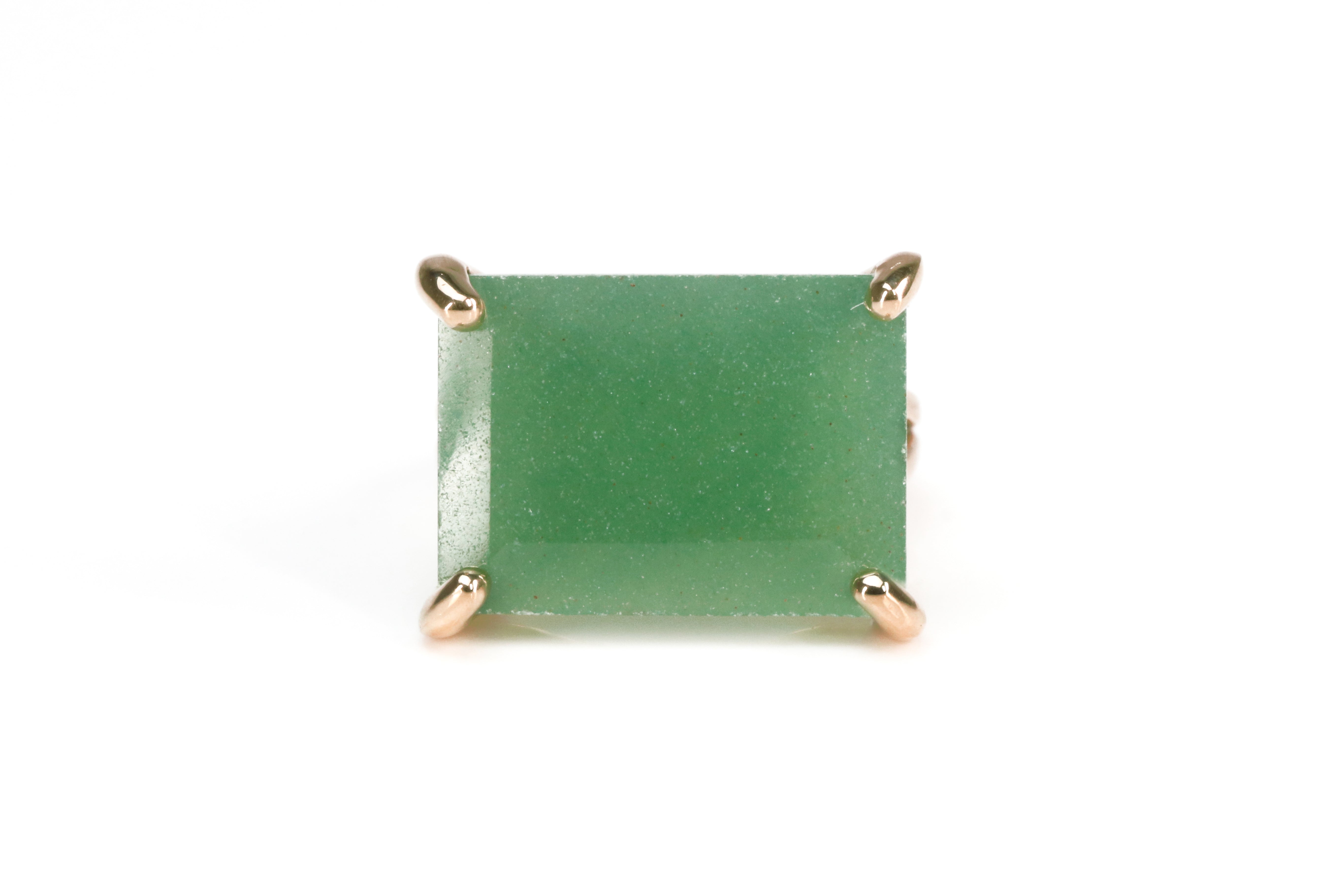 Rose Gold Green Aventurine Ring Rings Anemone Jewelry