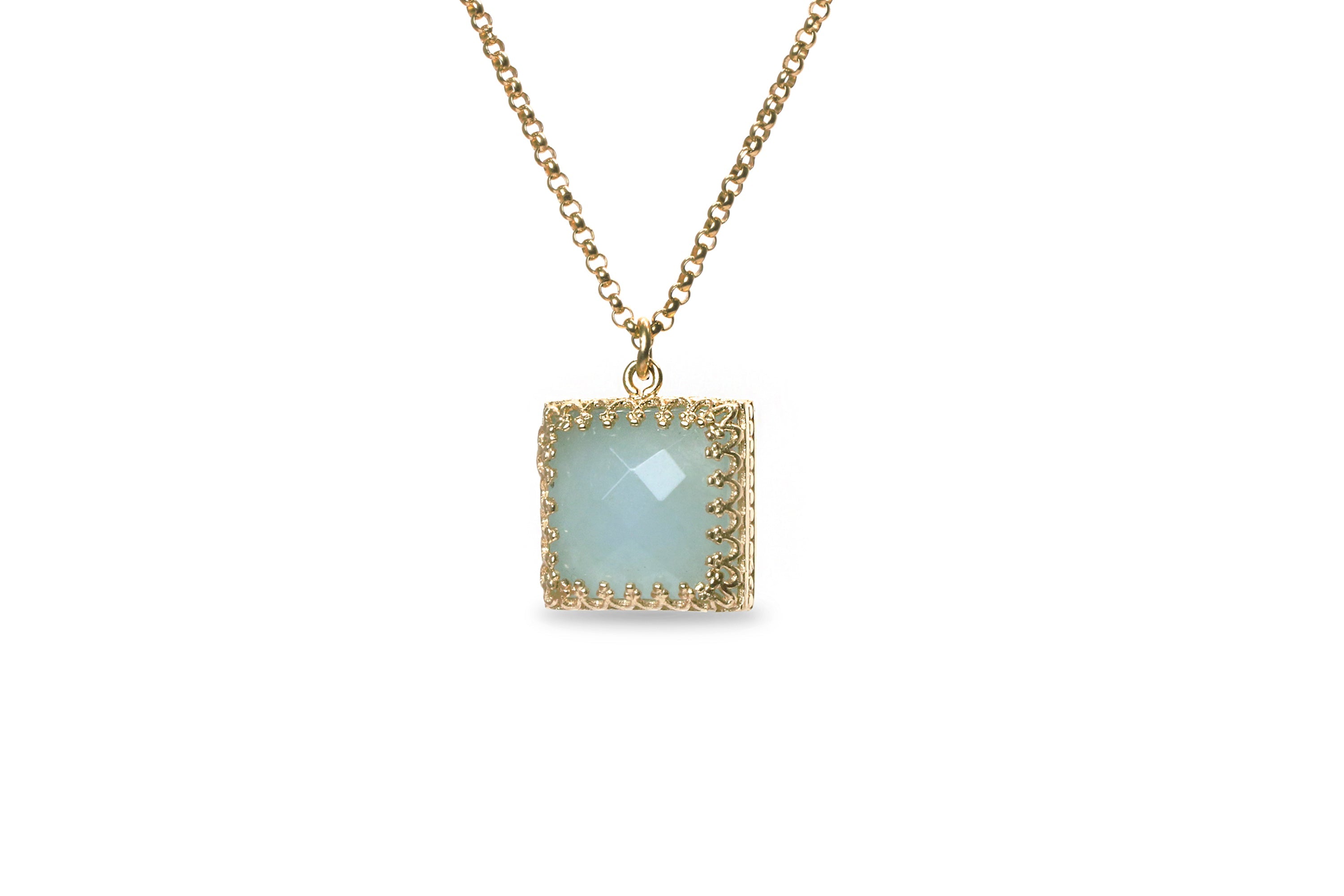 Delicate Aquamarine Pendant Gold Necklace necklaces Anemone Jewelry