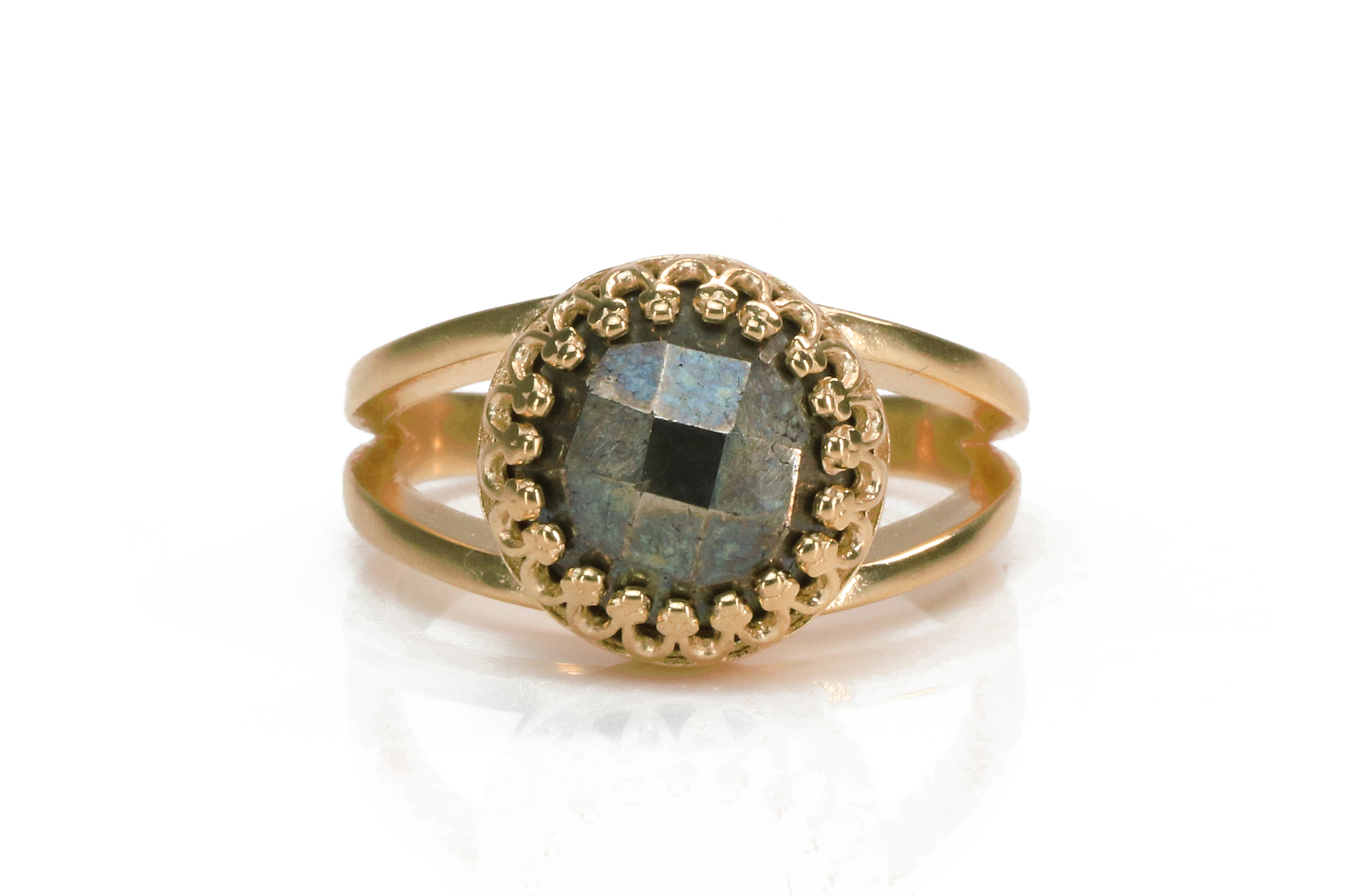 14K Rose Gold Pyrite Ring Rings Anemone Jewelry