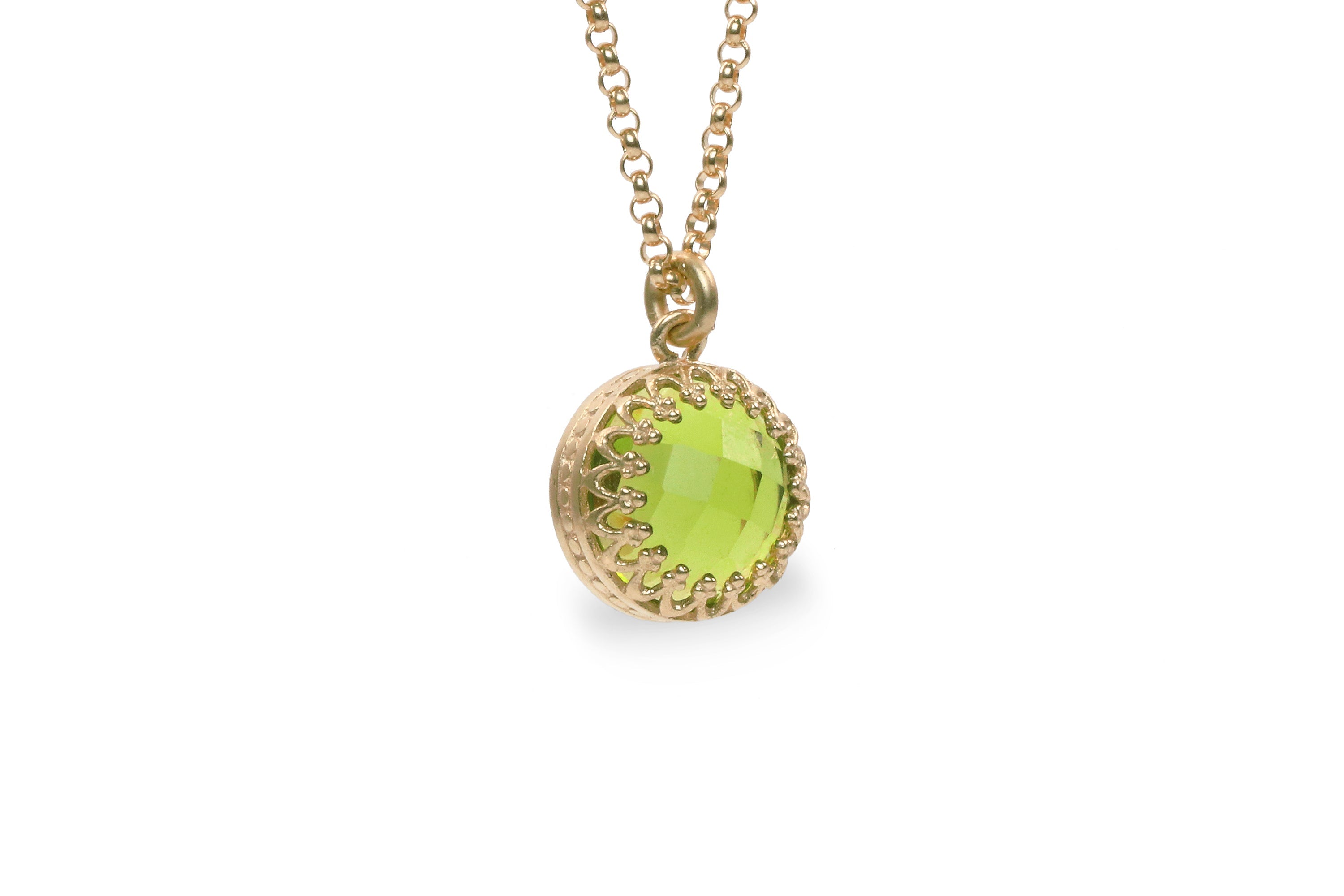 Round Cut Peridot Pendant Gold Necklace necklaces Anemone Jewelry