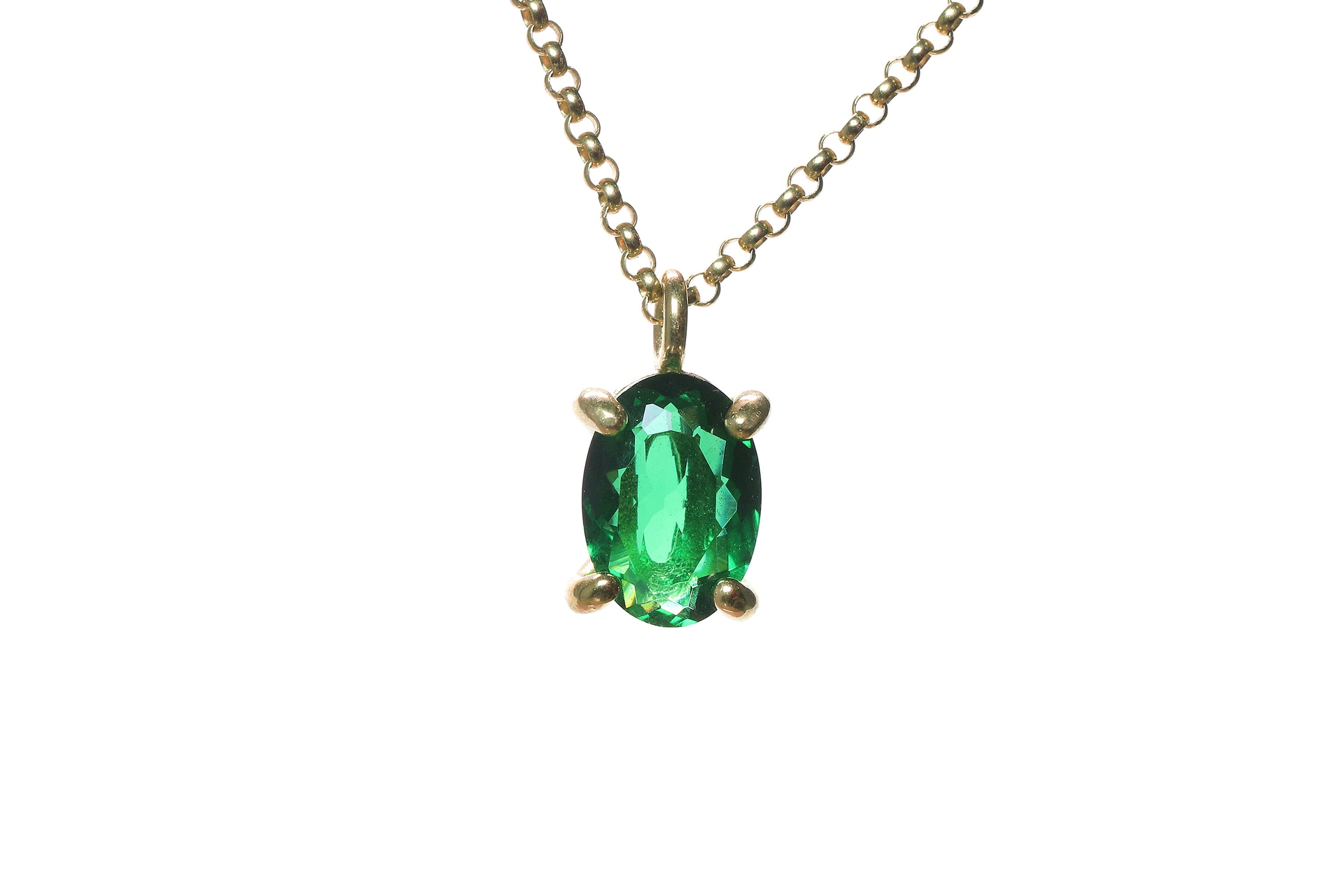 Sophisticated Emerald Pendant Necklace in Gold necklaces Anemone Unique