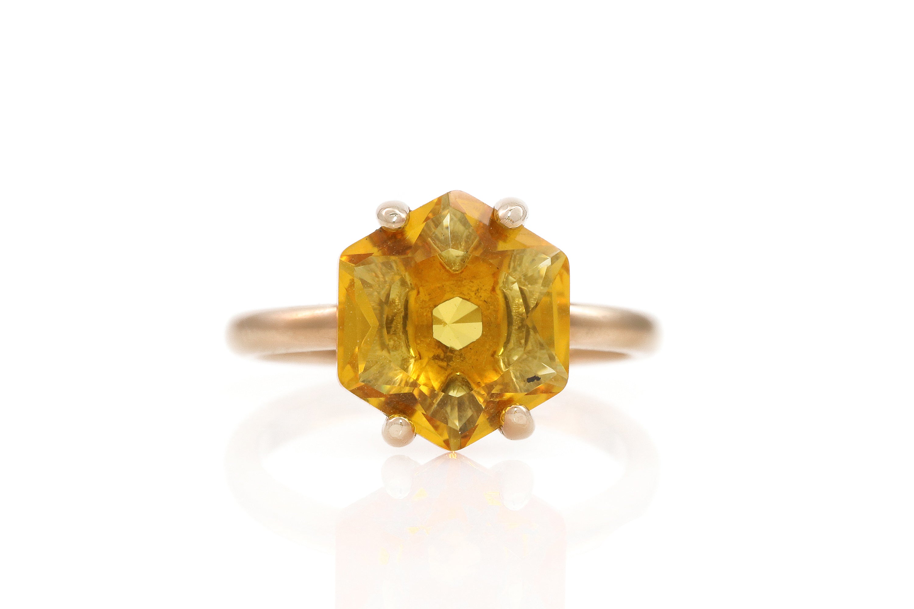 Stylish Statement Citrine Rose Gold Ring Rings Anemone Unique