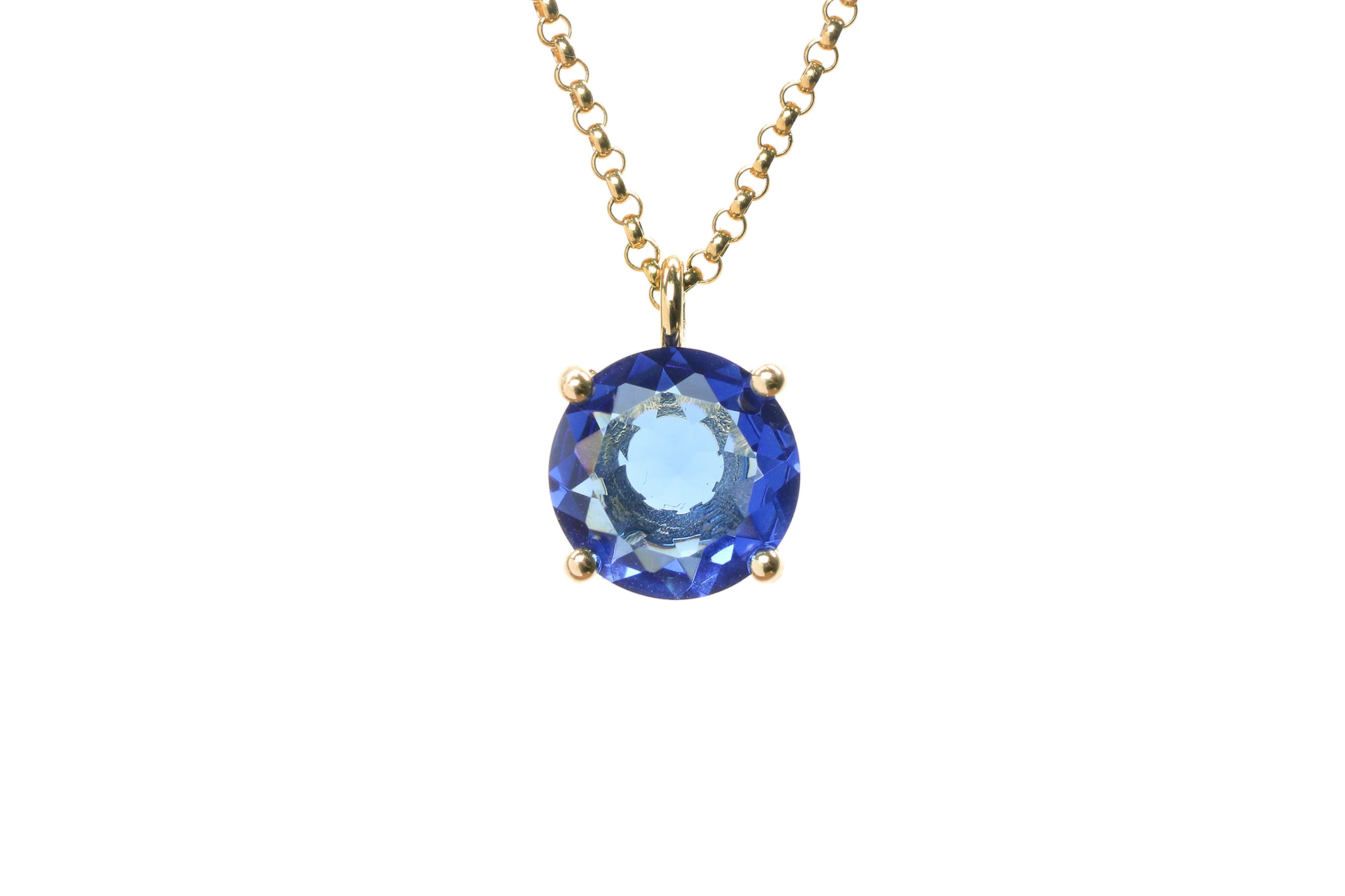 Blue Sapphire Gold Filled Pendant Necklace necklaces Anemone Unique
