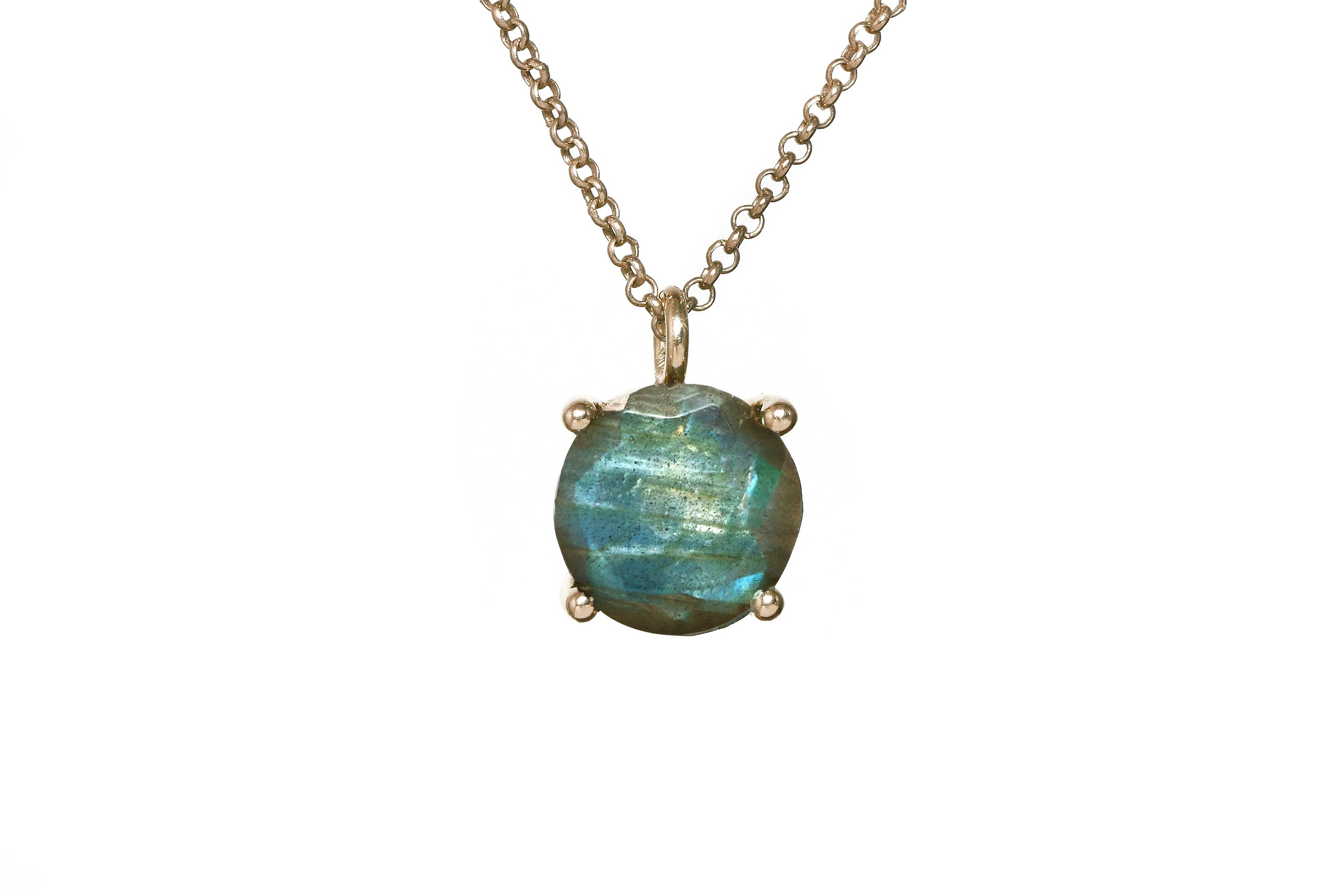 Round Pendant Labradorite Gold Necklace necklaces Anemone Unique