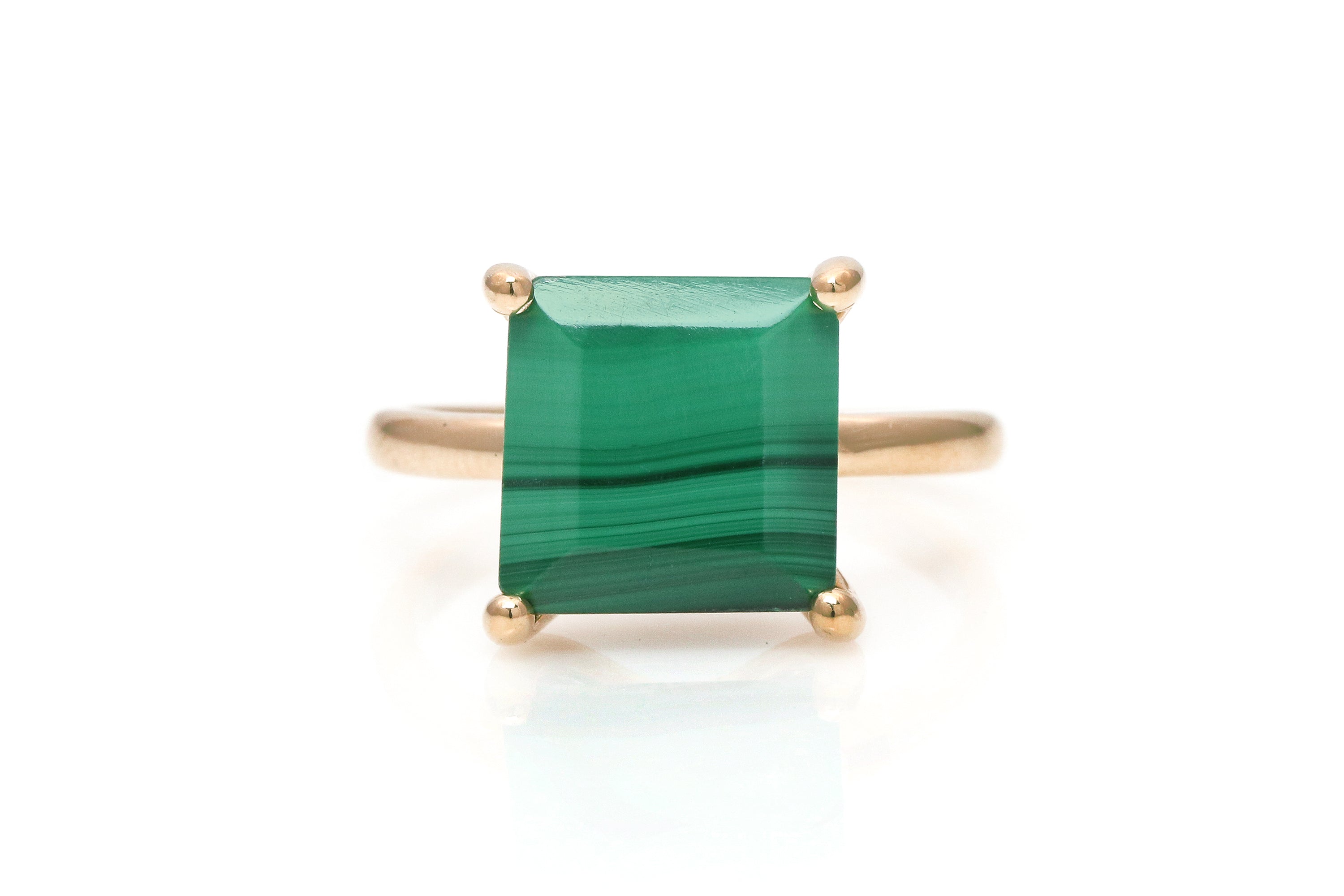 Rose Gold Square Malachite Ring Rings Anemone Unique