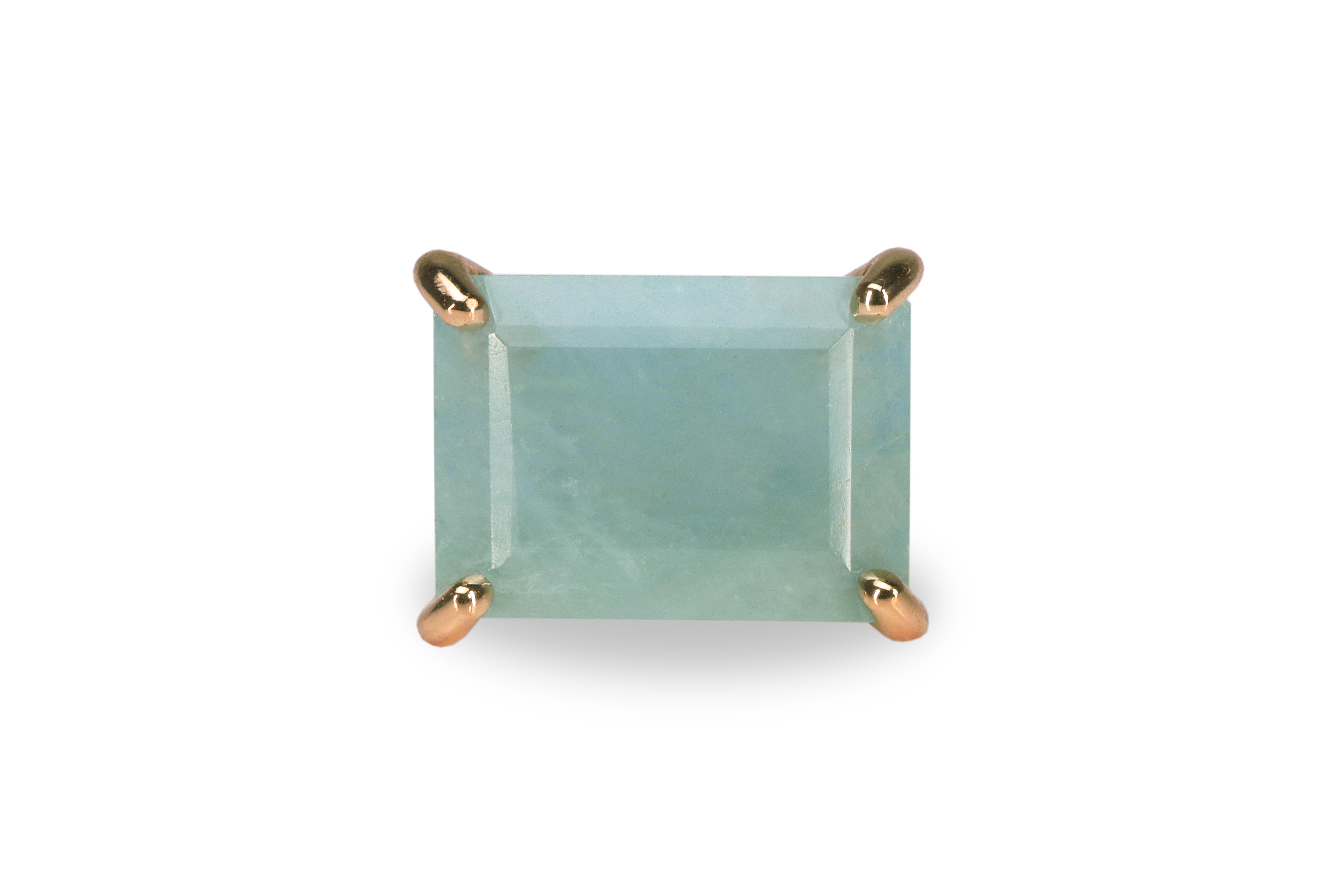 Blue Green Aquamarine Ring in 14k Rose Gold Rings Anemone Jewelry