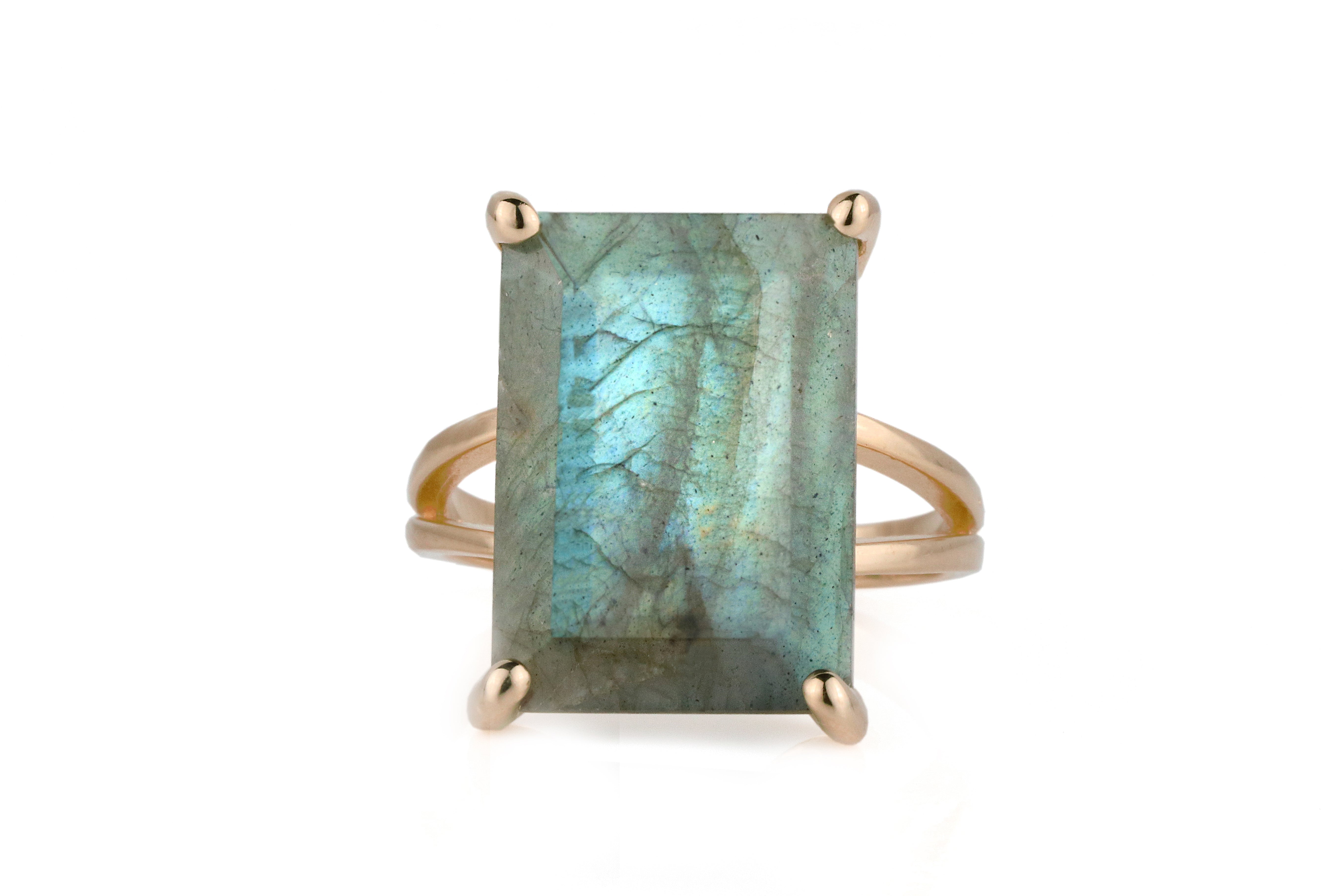 Rare Labradorite in 14k Rose Gold Rings Anemone Jewelry