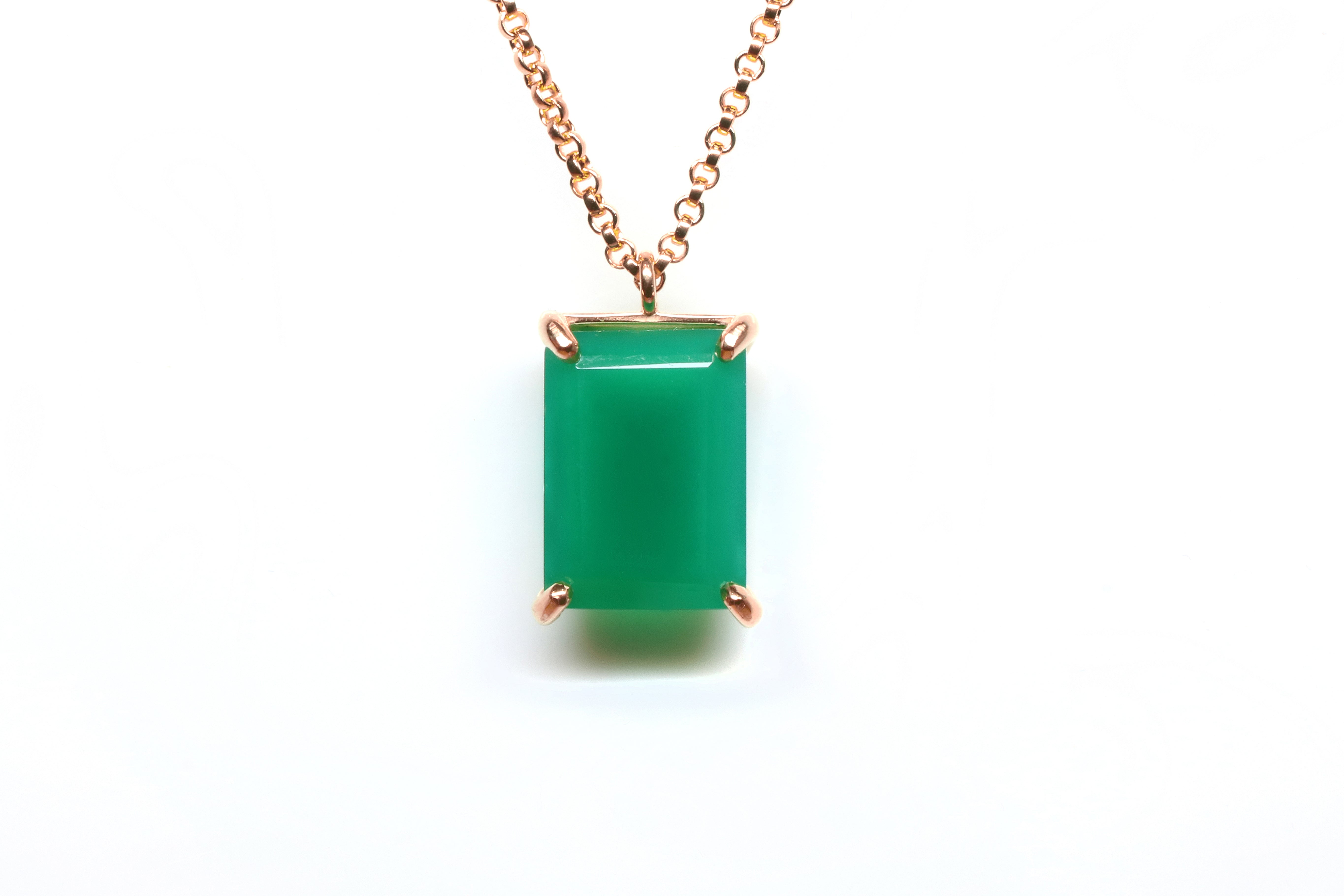 Rectangle Pendant Green Onyx Gold Necklace necklaces Anemone Jewelry
