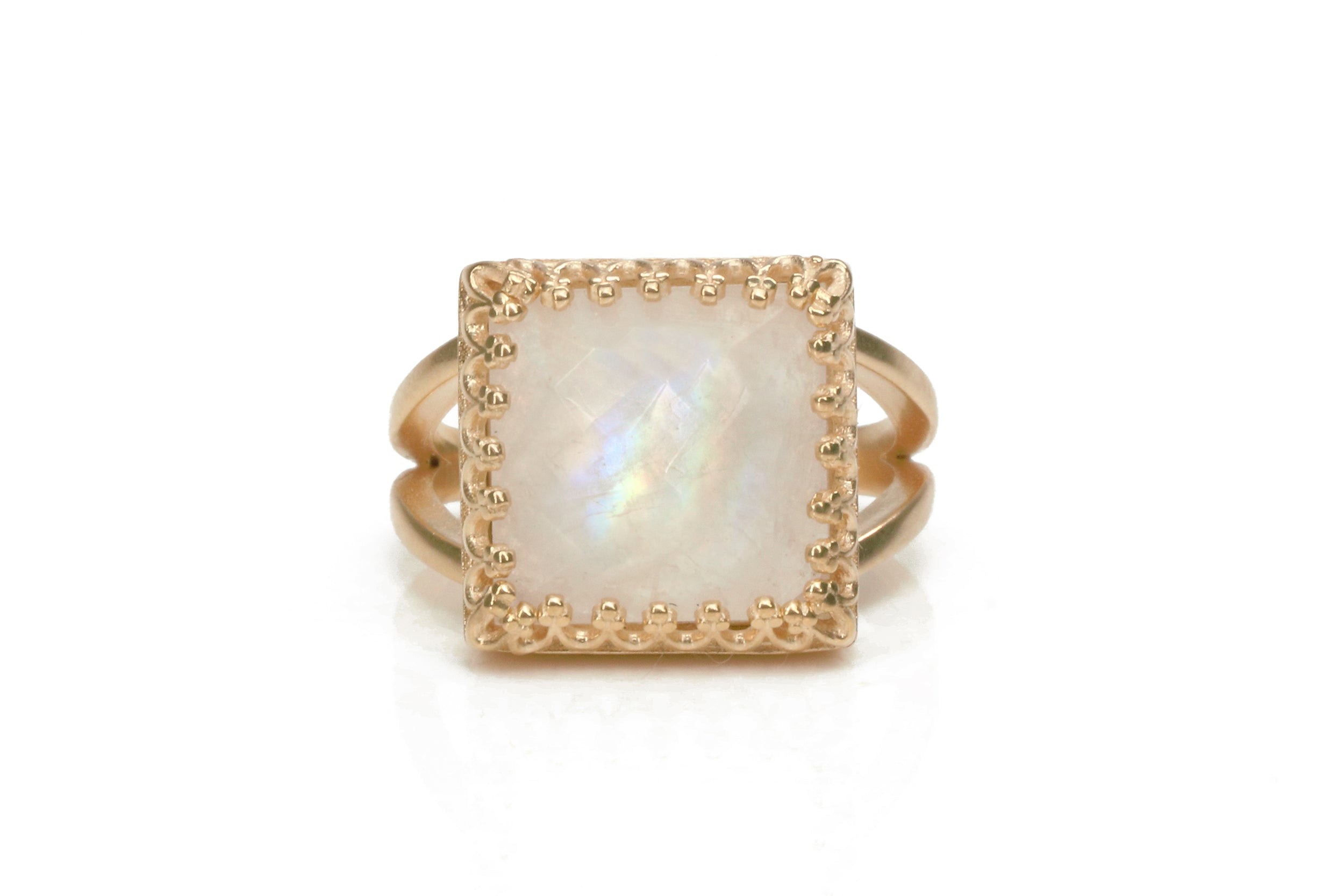 Attractive Moonstone Ring with 14K Rose Gold-filled Band Rings Anemone Jewelry