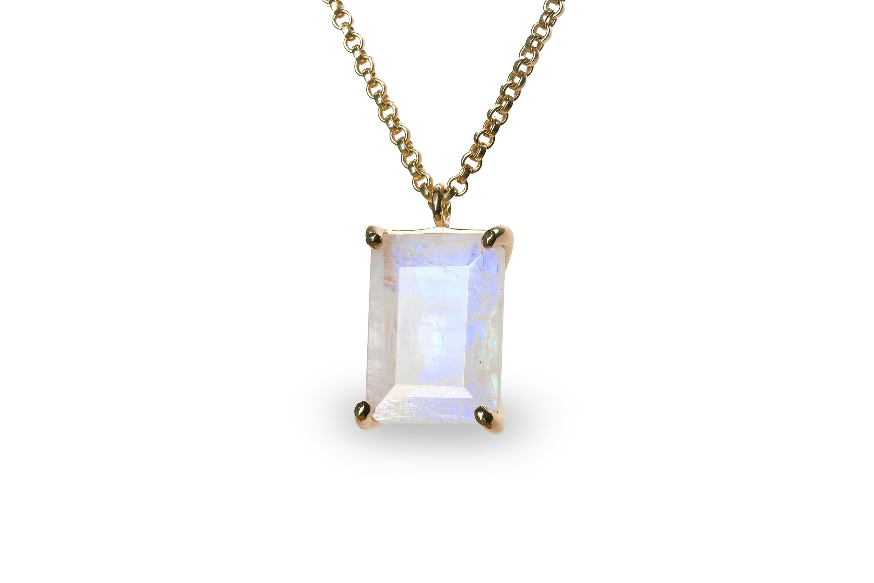 Silver Rectangle Moonstone Necklace necklaces Anemone Jewelry
