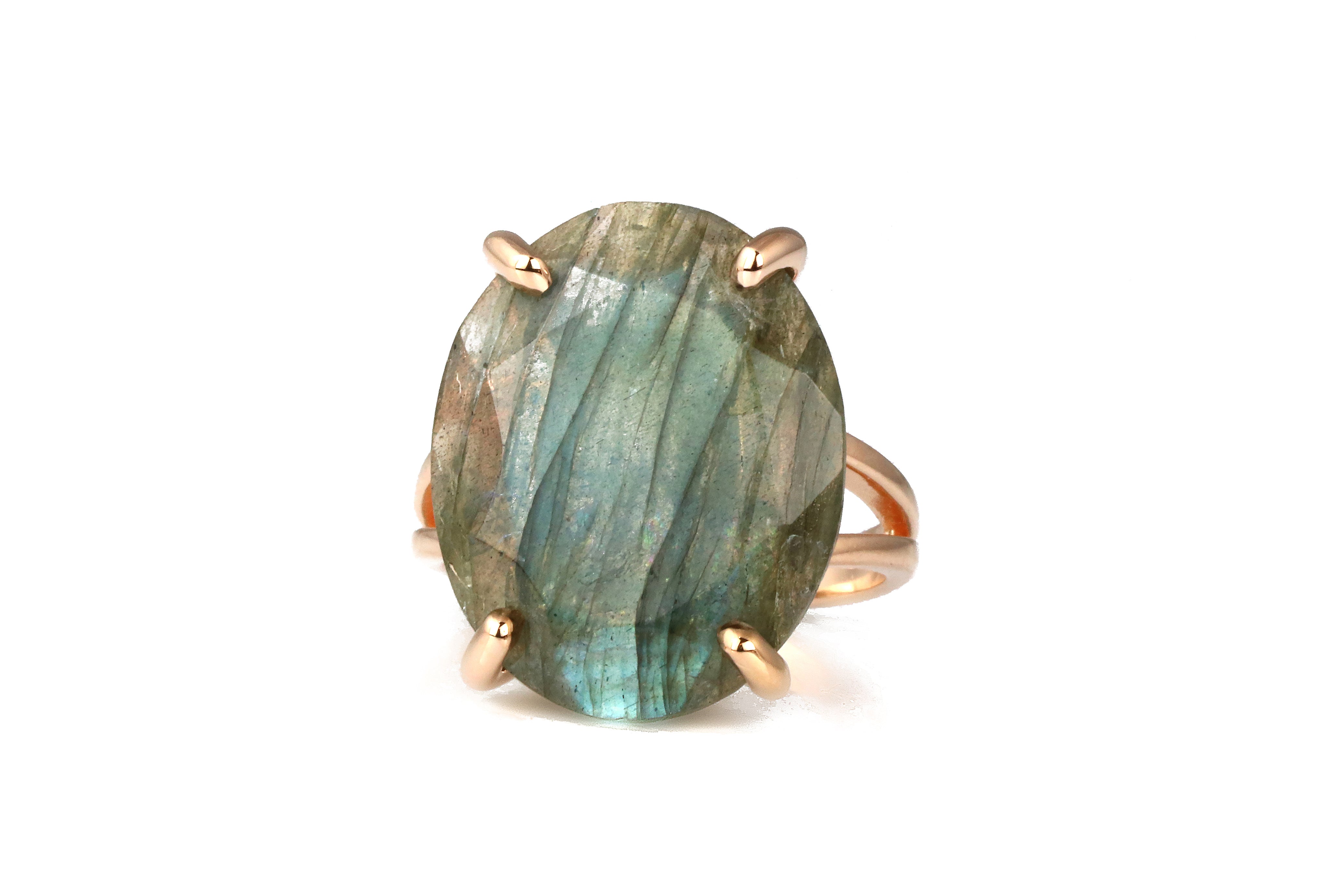 Labradorite in 14k Rose Gold Ring Rings Anemone Jewelry