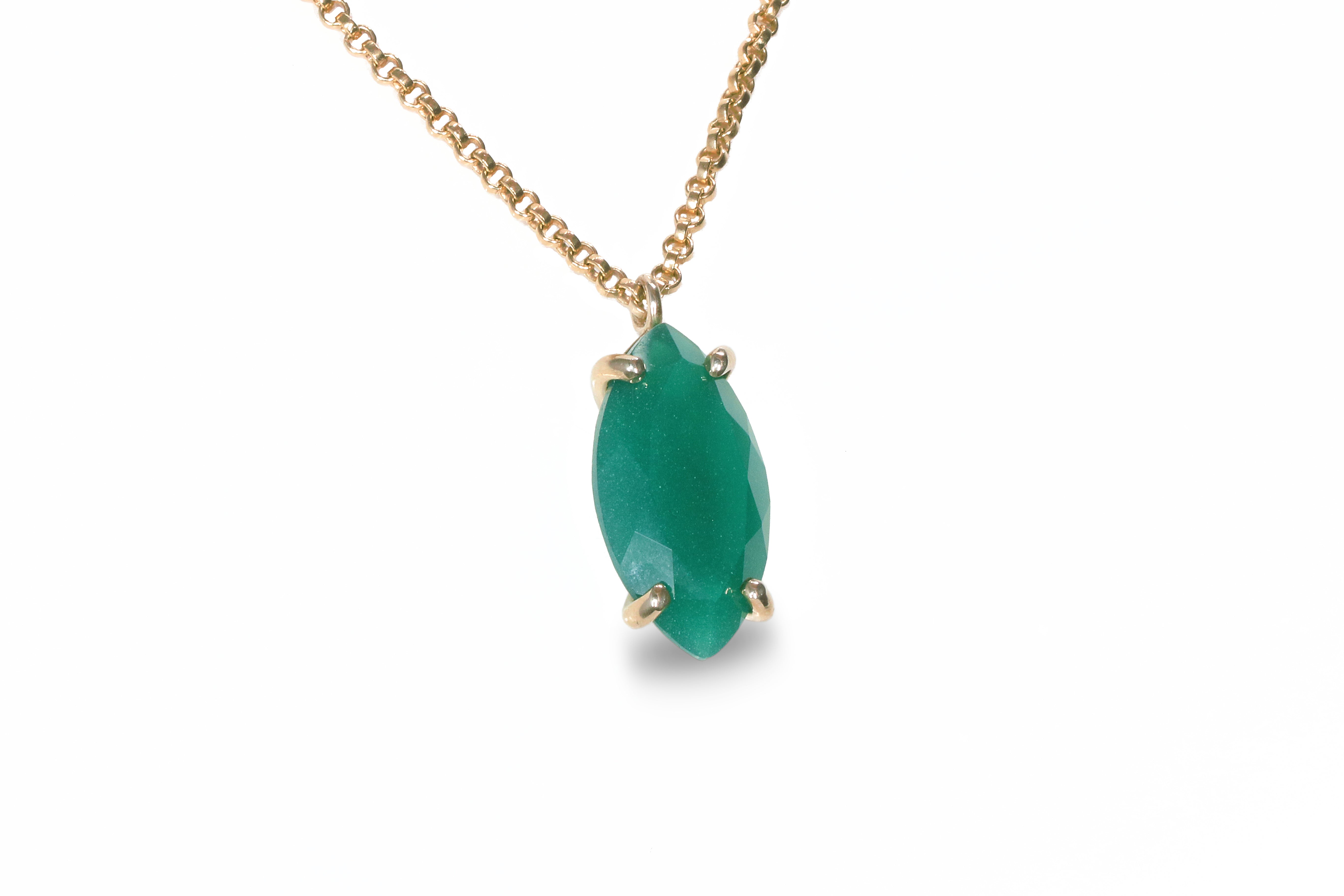 Marquise Green Onyx Pendant Necklace necklaces Anemone Jewelry