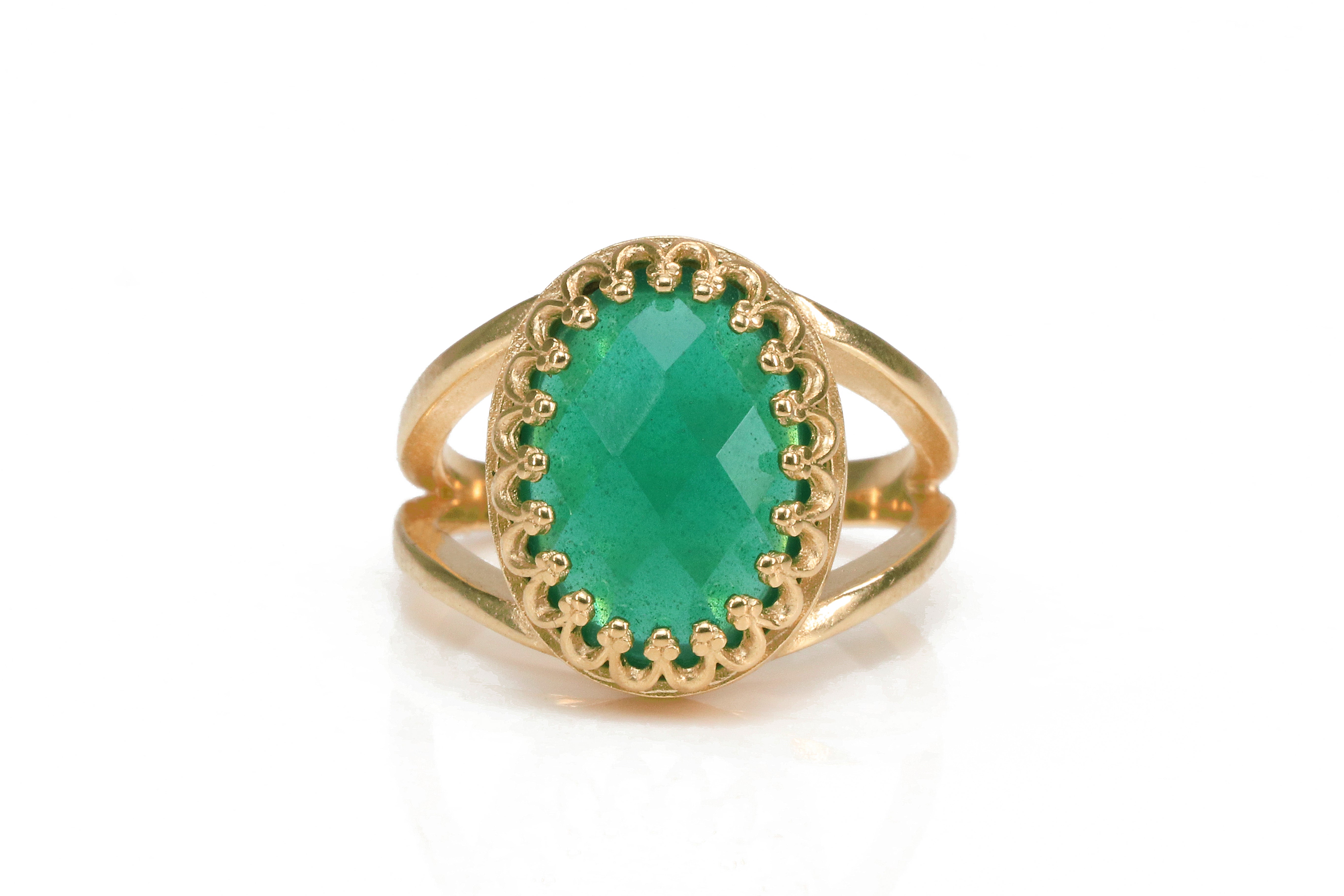 Green Onyx Ring in Rose Gold Rings Anemone Jewelry