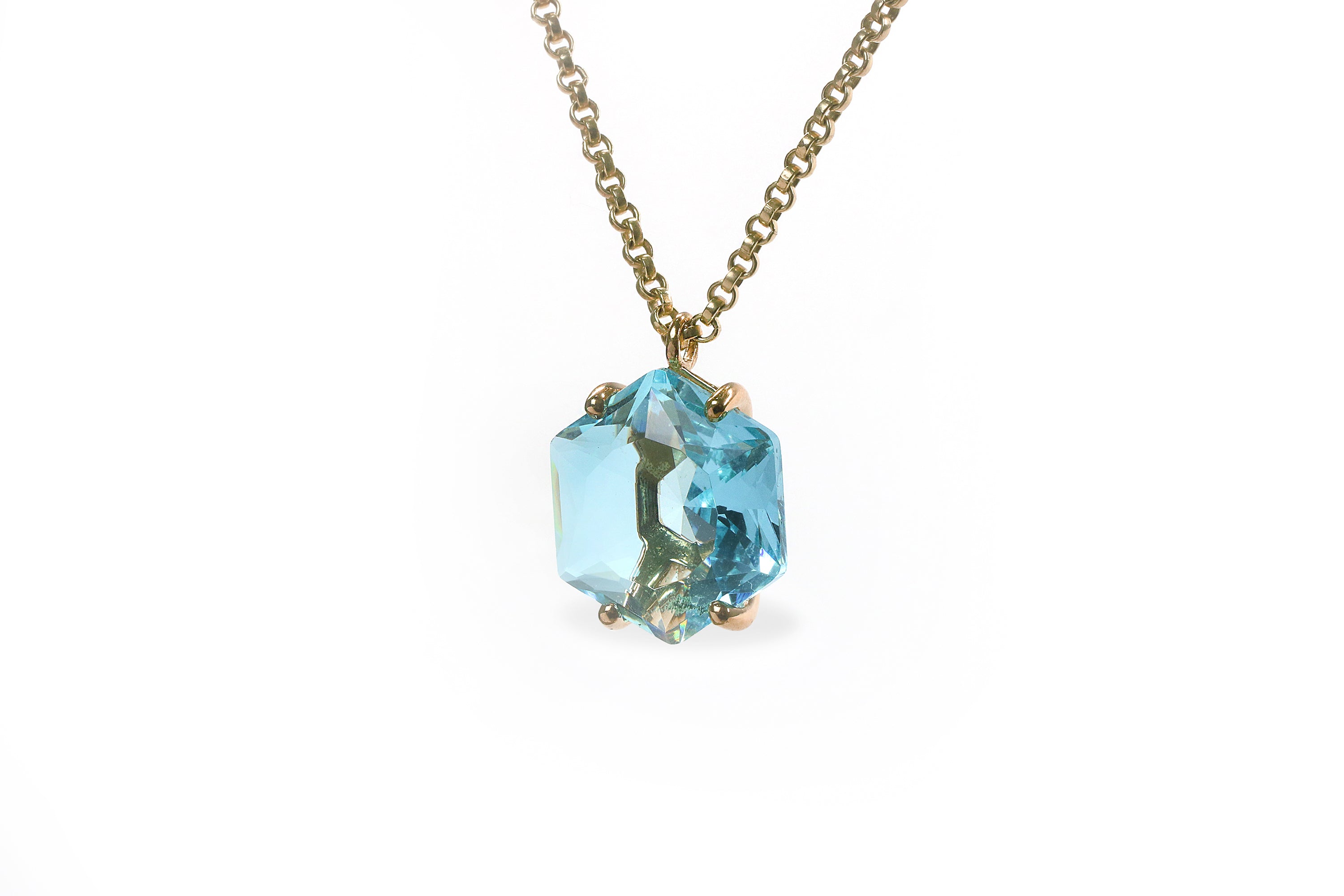 14k Rose Gold Blue Topaz Necklace necklaces Anemone Jewelry